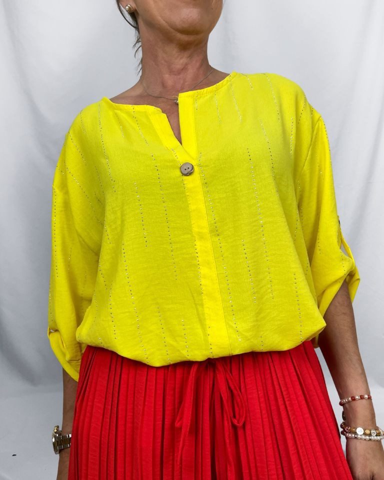 Kurzarmbluse - luftige Bluse Damen - Bluse mit Strassdetail - elegante Bluse