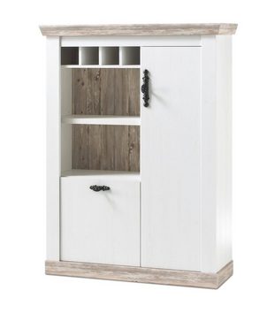 Furn.Design Highboard Rovola (Schrank in Pinie weiß mit Oslo-Pinie, 105 x 146 cm), Landhausstil