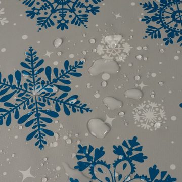 laro Tischdecke Wachstuch-Tischdecken Weihnachten Schneeflocke Weiß Beige rechteckig