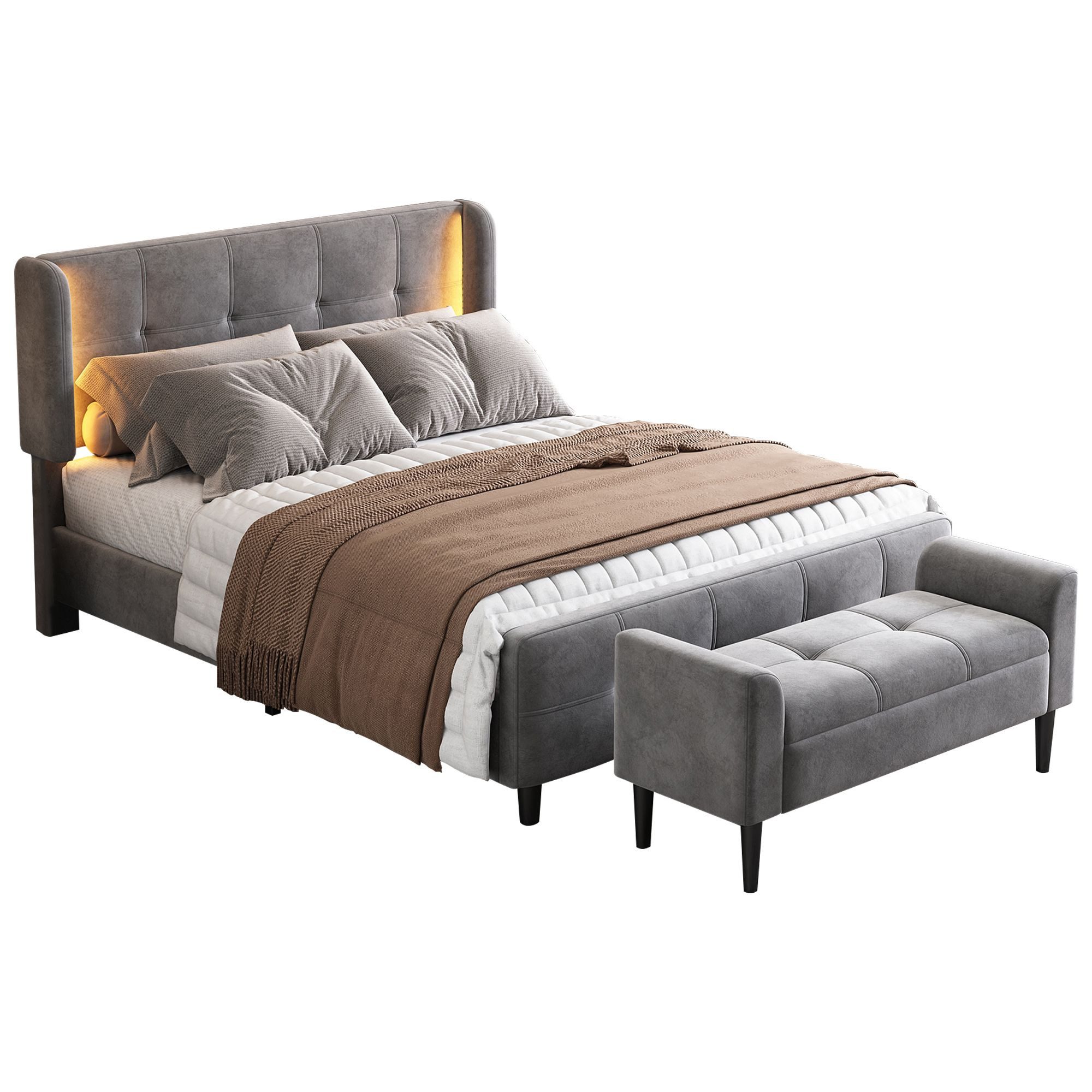 HAUSS SPOLE Polsterbett 140x200cm mit LED-Leisten, günstig online kaufen