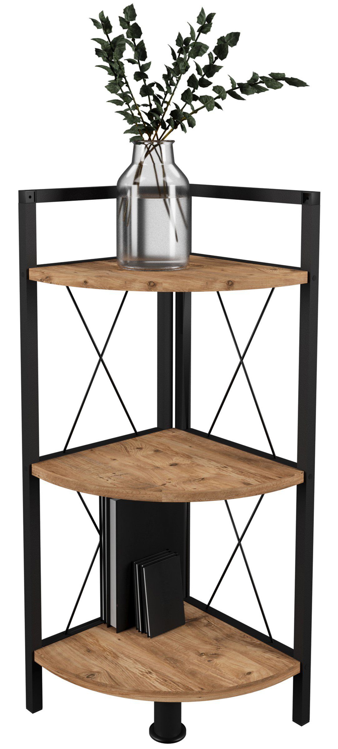 VCM Standregal Holz Metall Eckregal Bücher Regal Insasi 2fach günstig online kaufen