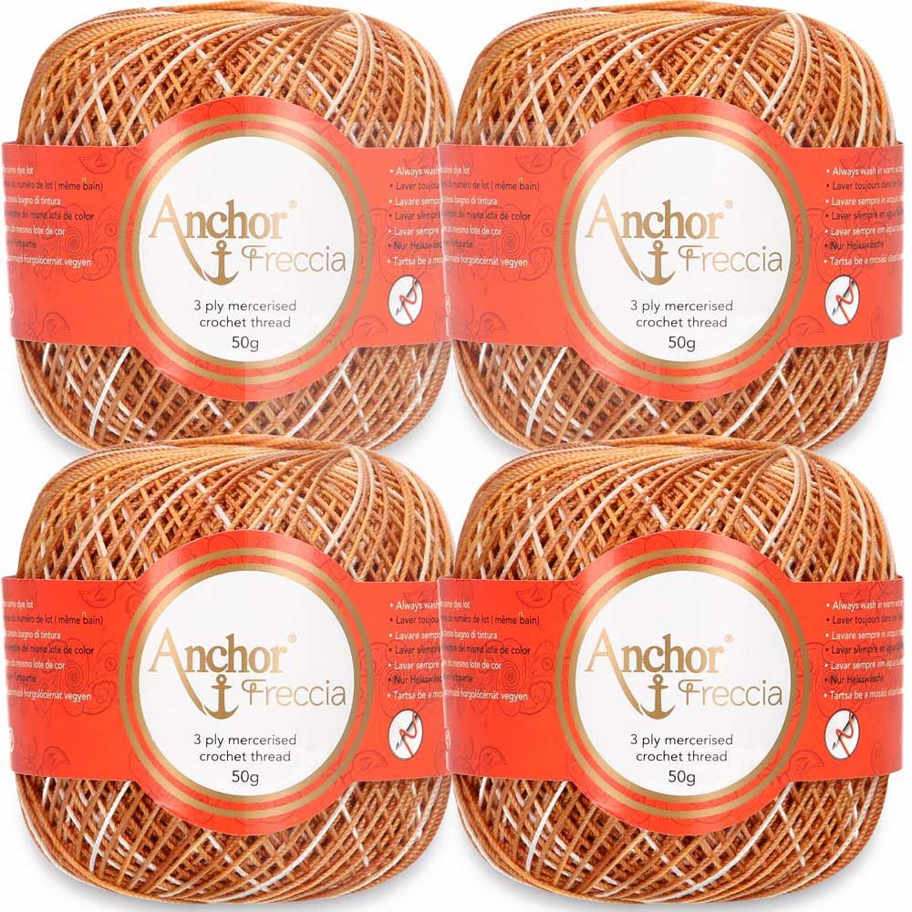 Anchor 4x Anchor Freccia Multicolour 6, Häkelgarn 100% Langfaserige Baumwoll Häkelwolle, (embroidery kit by Marussia, 1-St., Hochwertiges Garn zum Stricken und Häkeln), Hochwertiges Garn zum Stricken und Häkeln