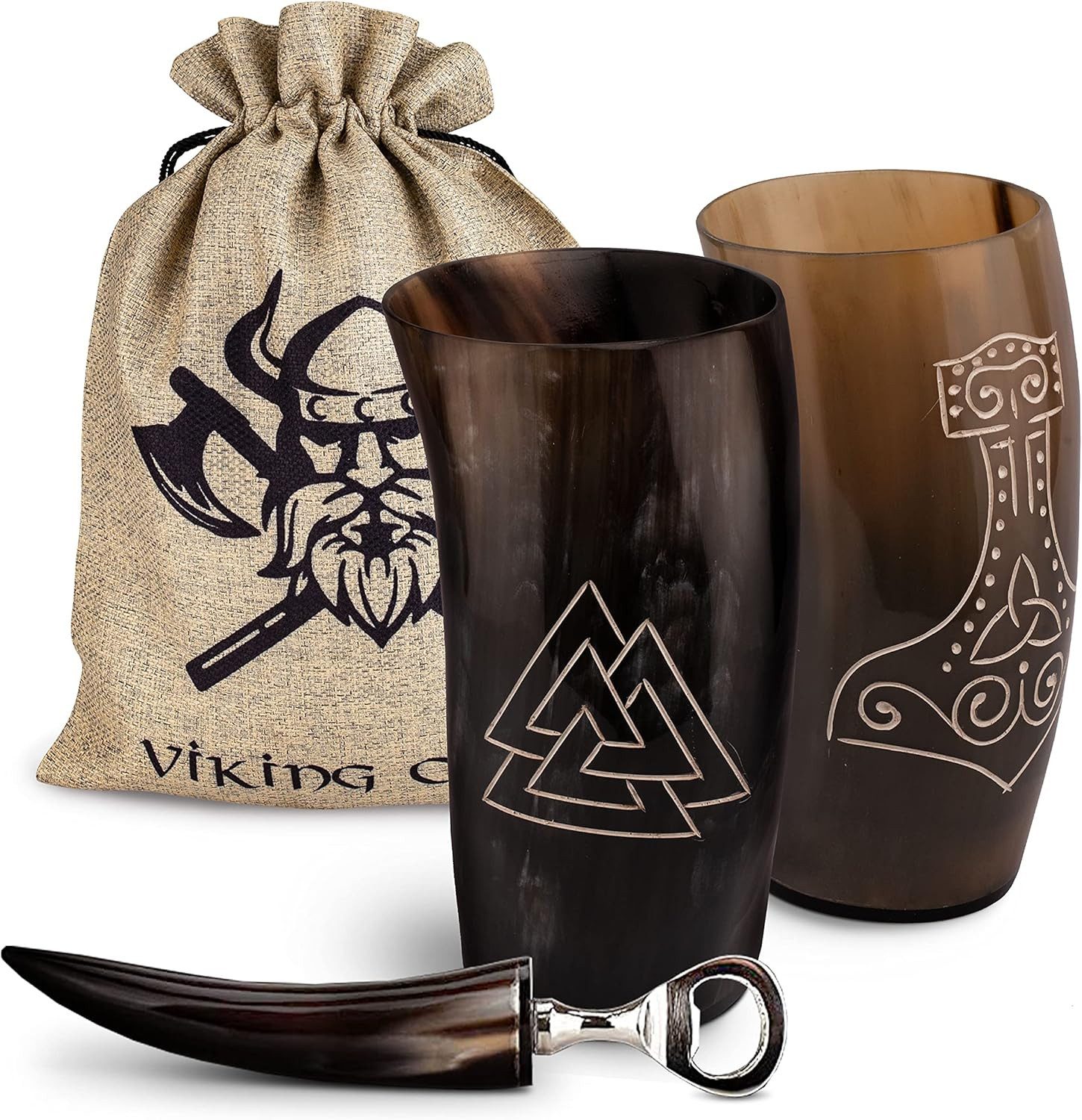 Bierkrug Trinkhorn Wikinger Hornbecher 2x ca. 350ml - Große Wikinger Becher