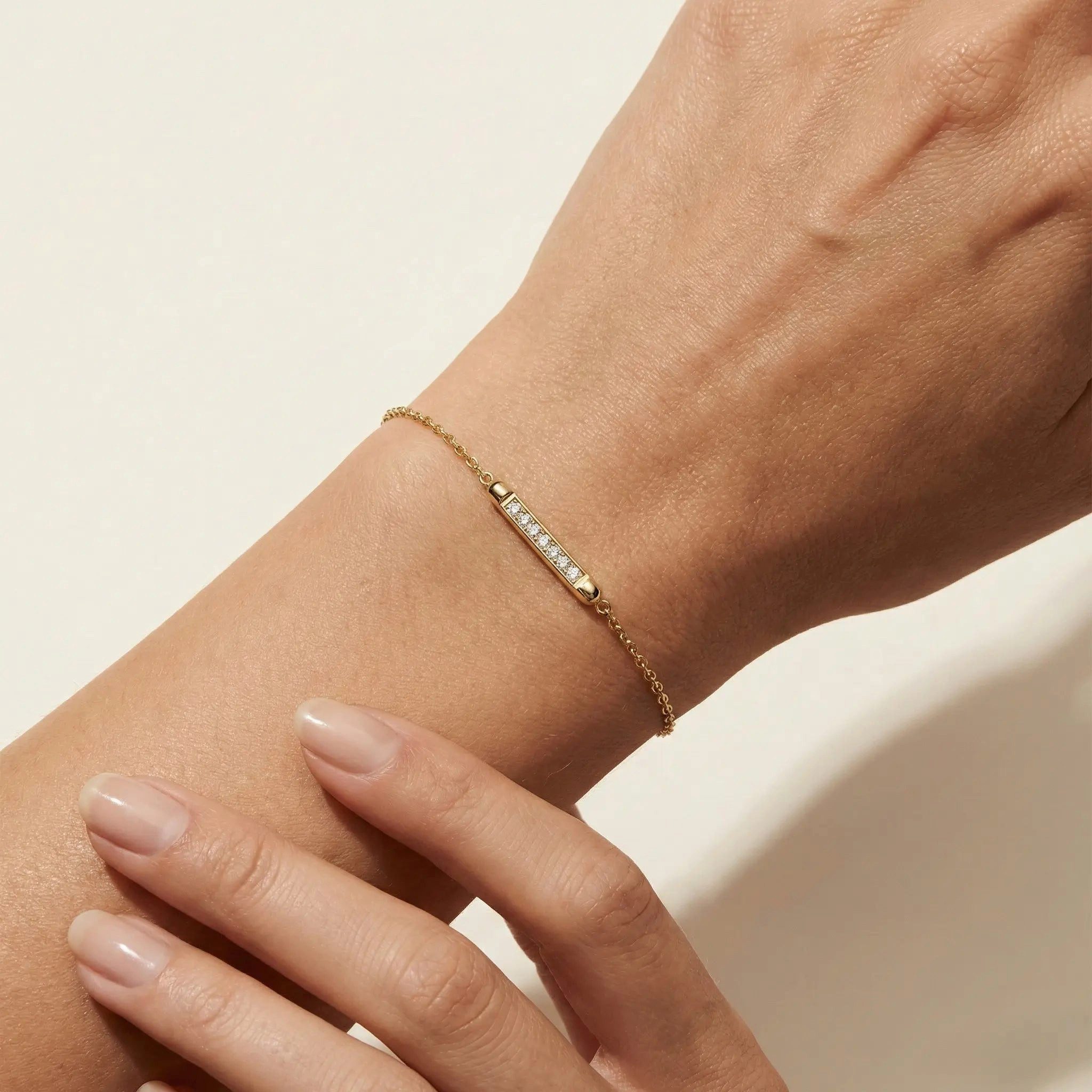 Suzan Gold Goldarmband 375 Echtgold Stellaris Bar Zirkonia-Stab