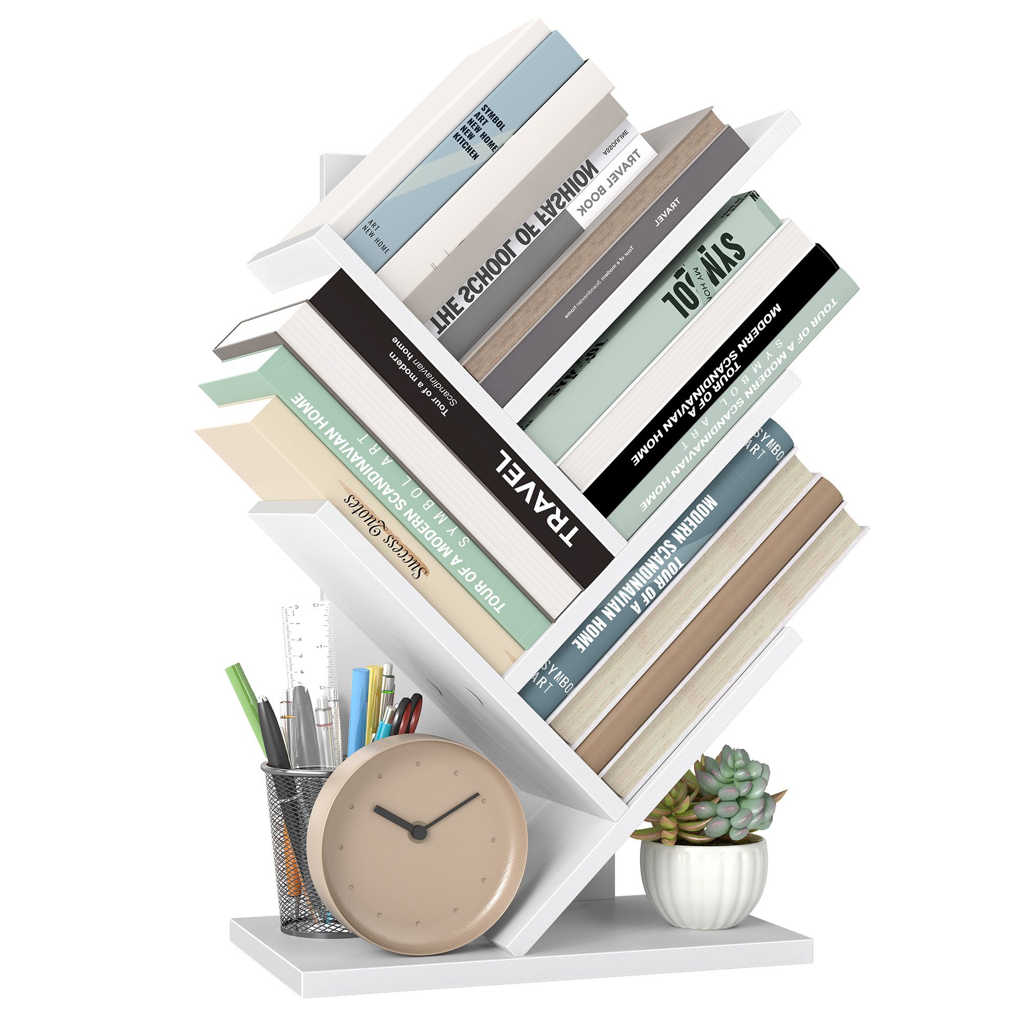 VASAGLE Bücherregal, Baumform, Standregal 5 Ebenen, Eckregal