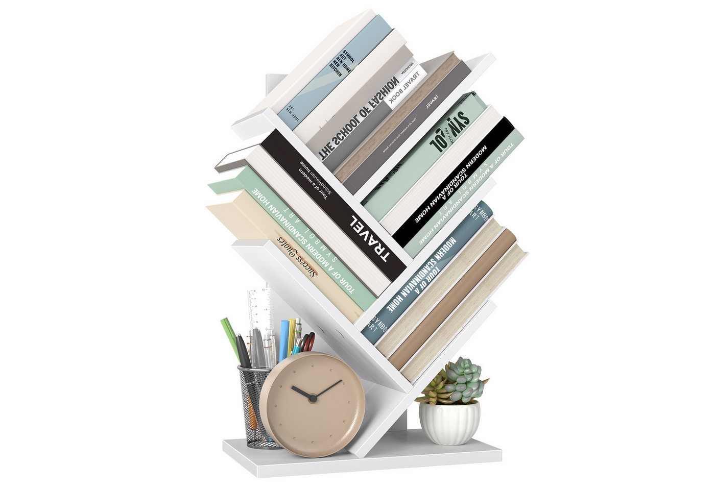 VASAGLE Bücherregal, Baumform, Standregal 5 Ebenen, Eckregal
