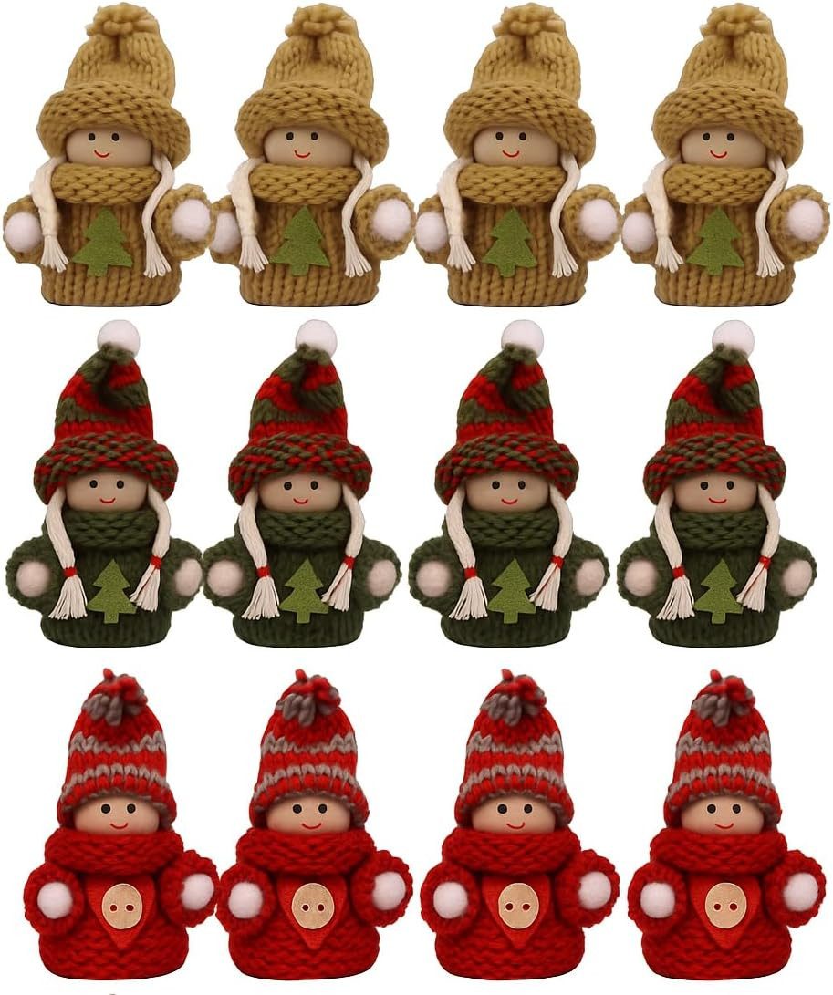 hausleben Wichtel Weihnachtsfiguren aus Holz (12 St), – Mini Wichtel mit Strickmütze & Pullover