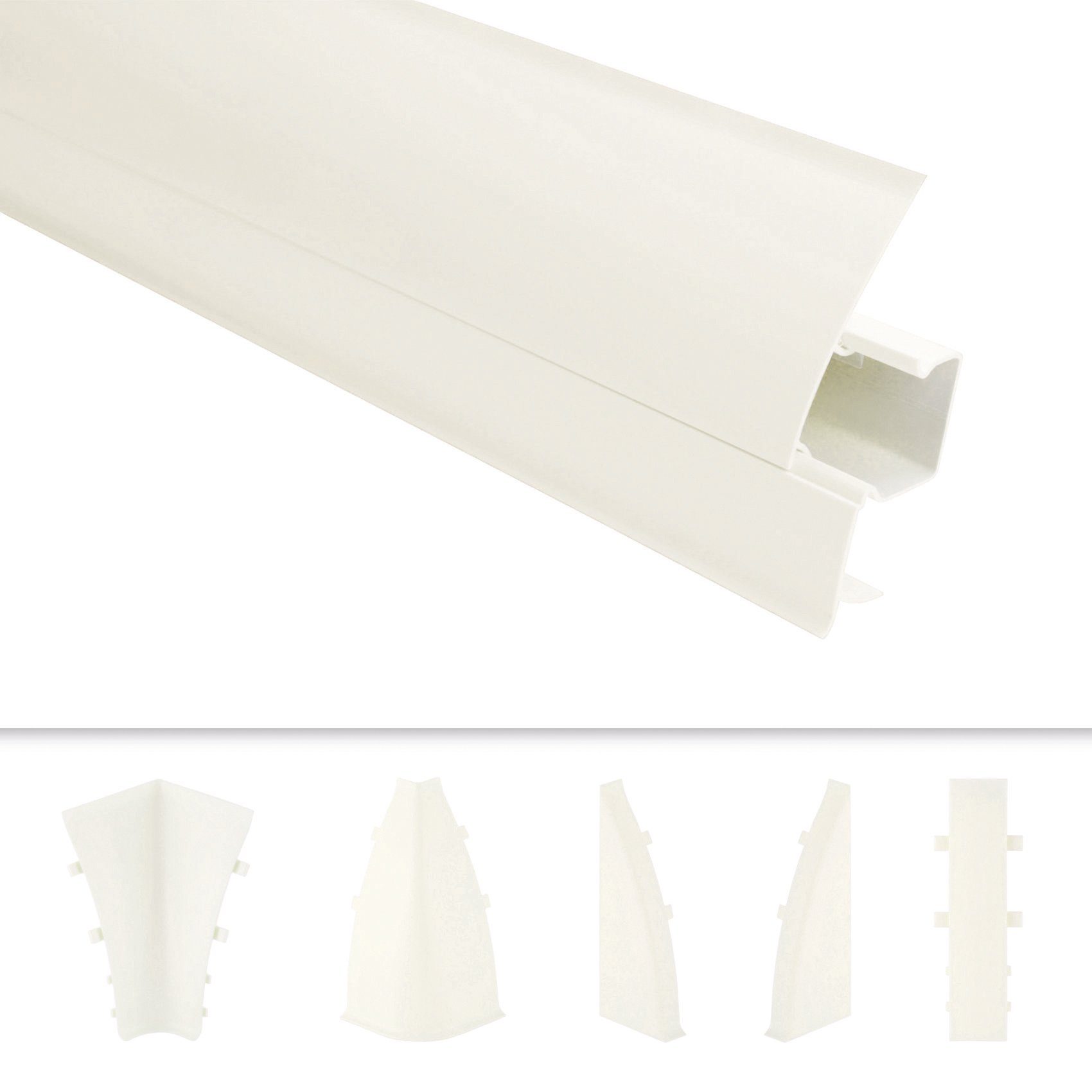 Lemal Sockelleiste, PVC Fußleisten 60x26mm mit Kabelkanal - (Endkappe links) Laminatleiste Kabelführung Vinyl