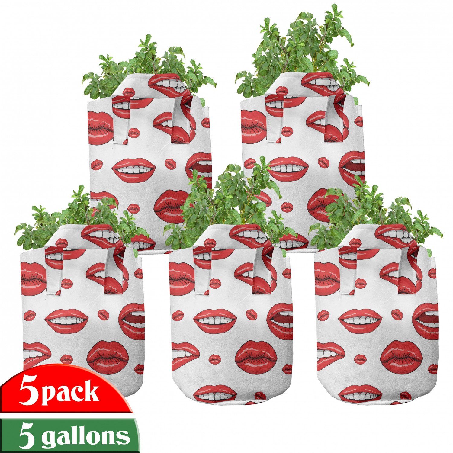 hochleistungsfähig Pflanzen, Gestures Pflanzkübel Griffen mit rot Abakuhaus mit für Stofftöpfe Lippen Frau