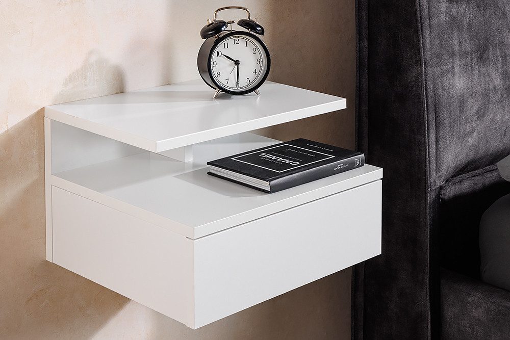 riess-ambiente Nachttisch FLOATING 35cm weiß · hängendes Regal mit Schublad günstig online kaufen