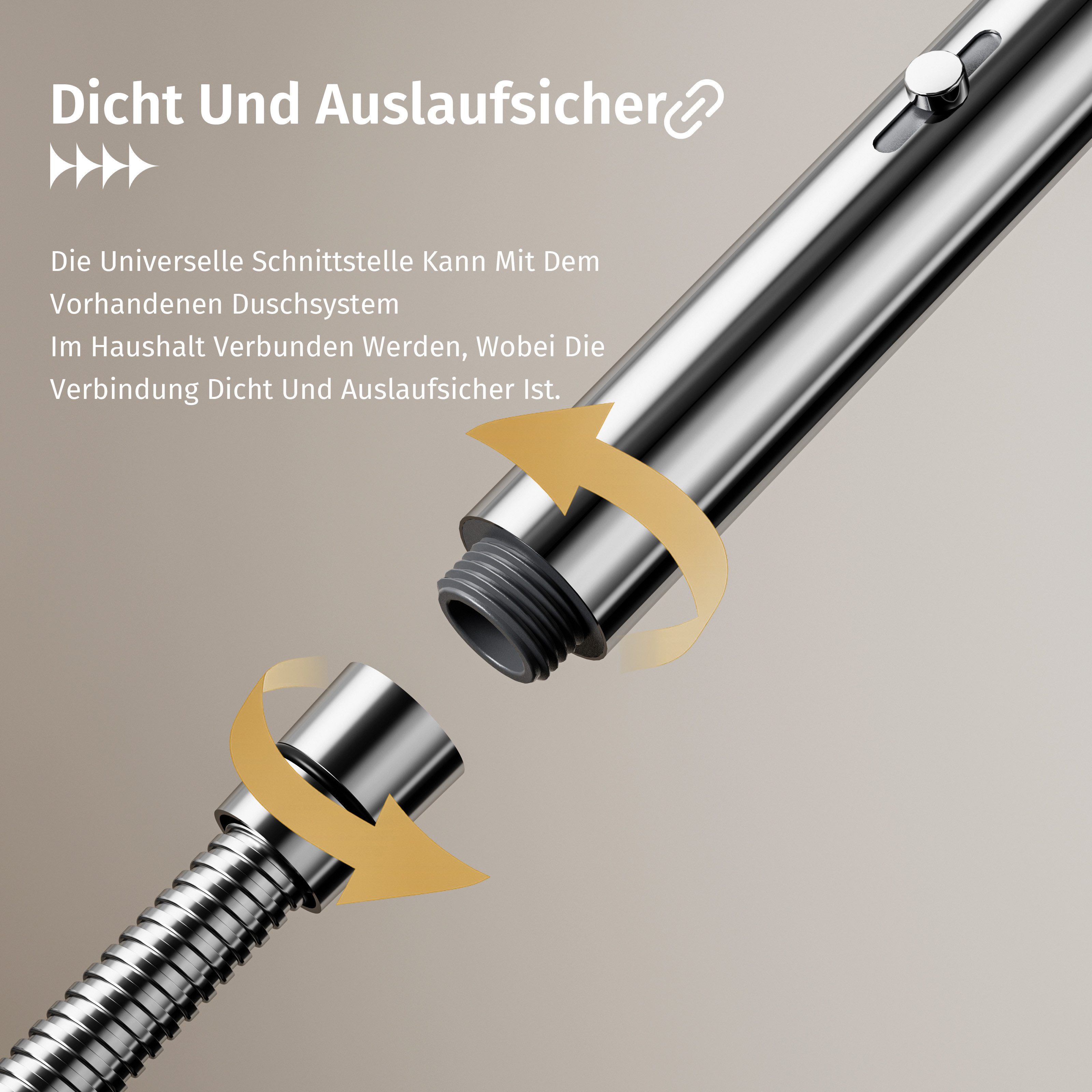 Oihpaw Handbrause mit Schlauch & Halterung – 2 Modi, Edelstahl, (1-tlg), Runder Handbrausekopf, Pflegeleichte Silikondüse – Bild 4 von 5