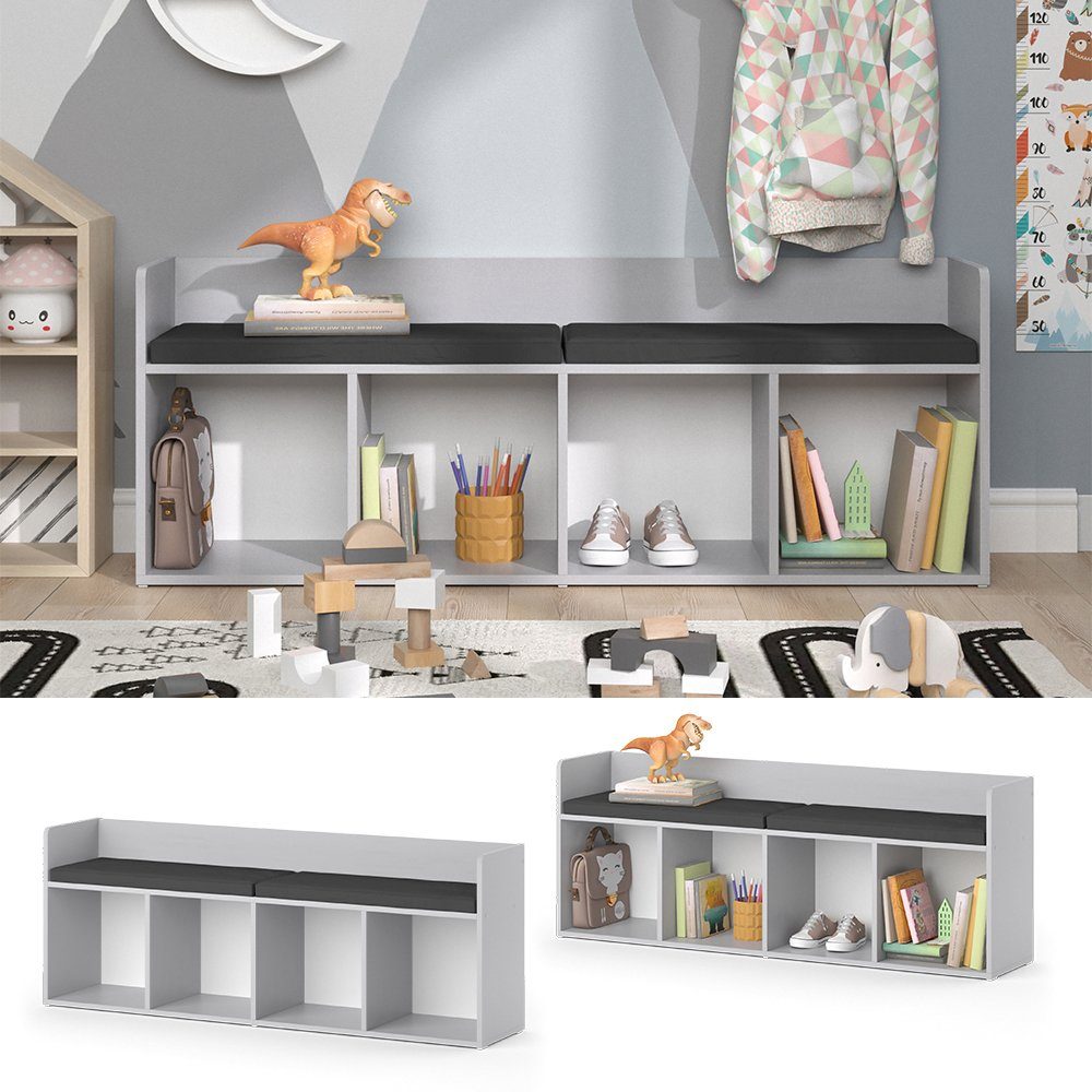 Vicco Sitzbank Luigi, Hellgrau, 142.4 x 53.4 cm 4 Fächer (1-St)