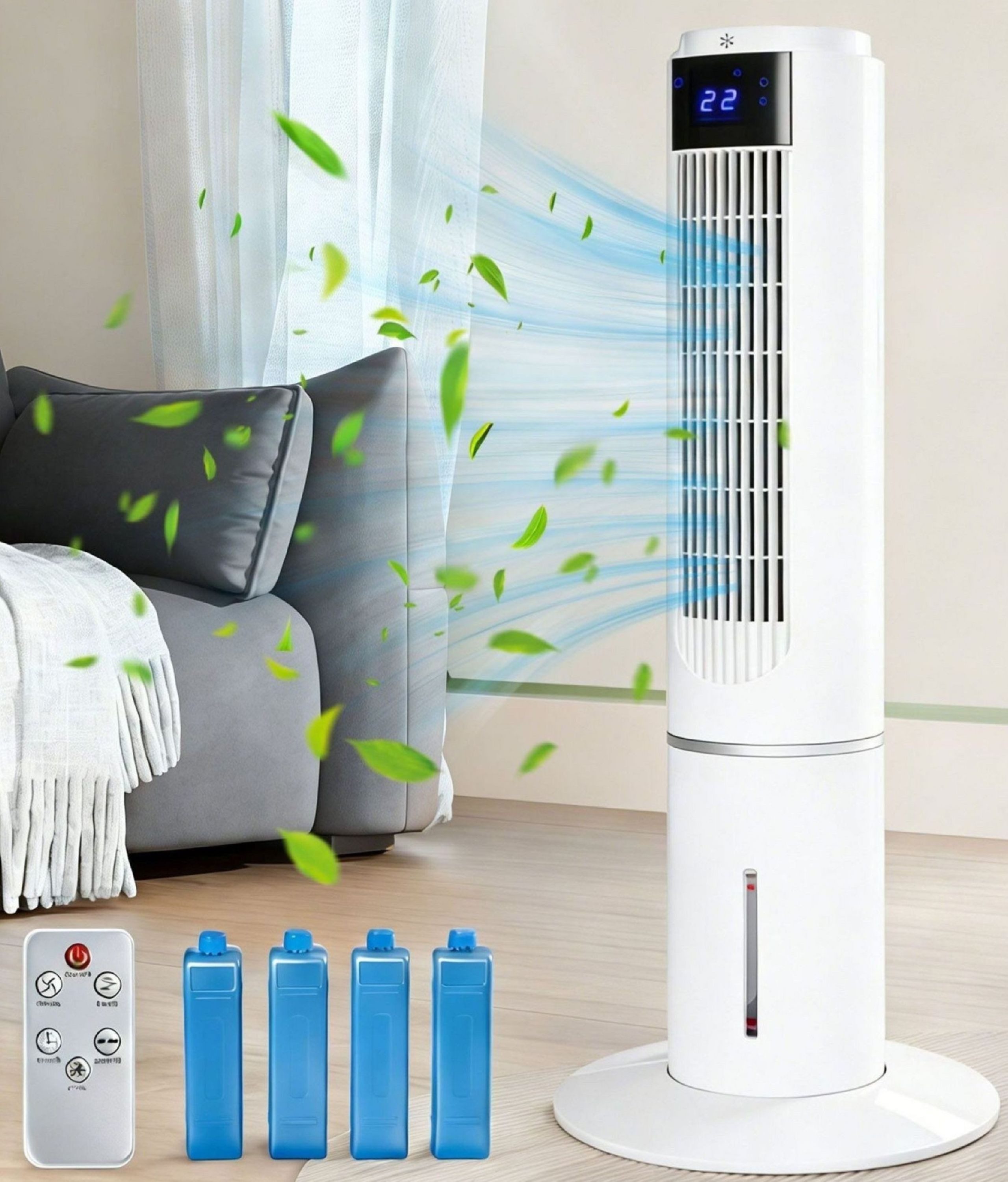 Nettlife Turmventilator kühlung 2-in-1 Luftkühler 80W 3Geschwindigkeiten Fernbedienung, 90° Oszillation für Schlafzimmer Büro Wohnzimmer