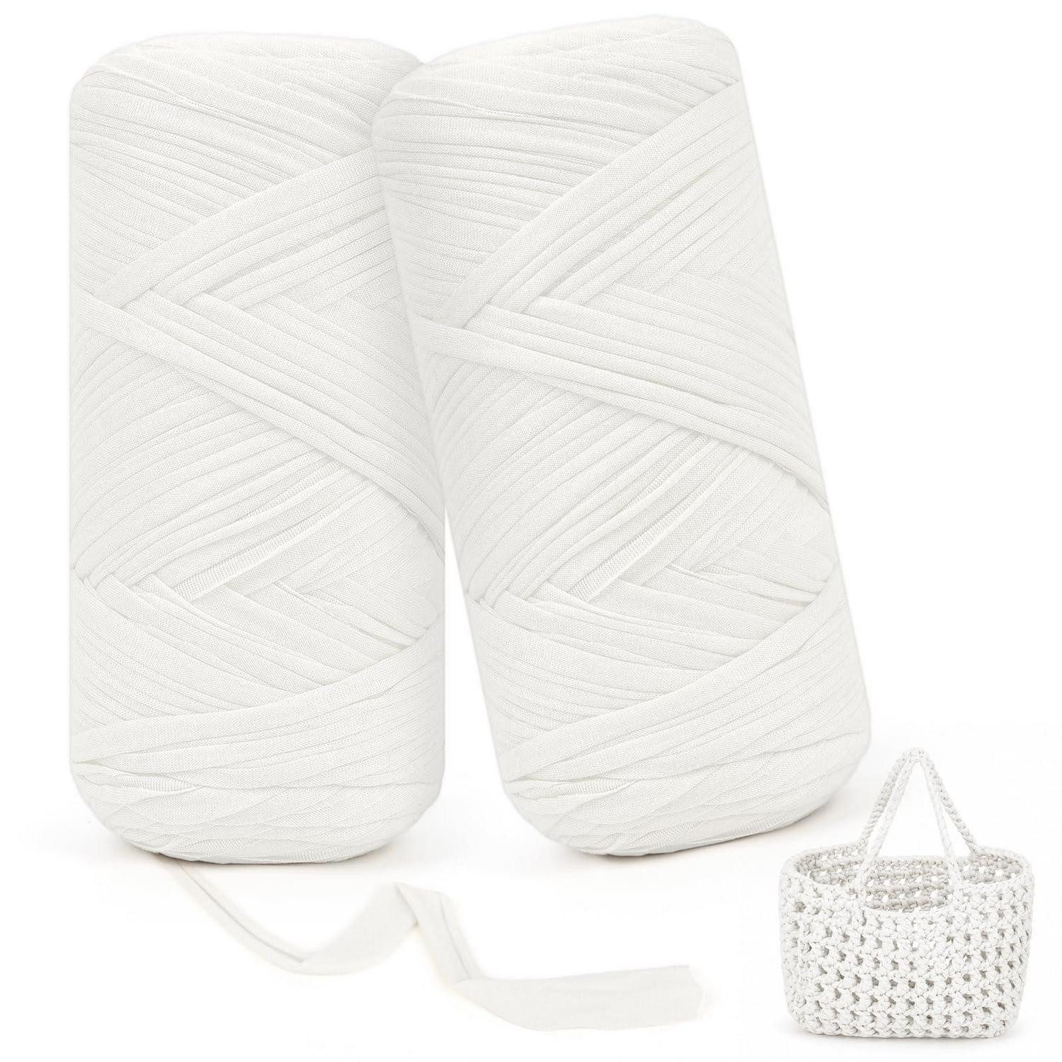 LuxusKollektion Bändchengarn Strickgarn Weiß 2x200g Häkelwolle