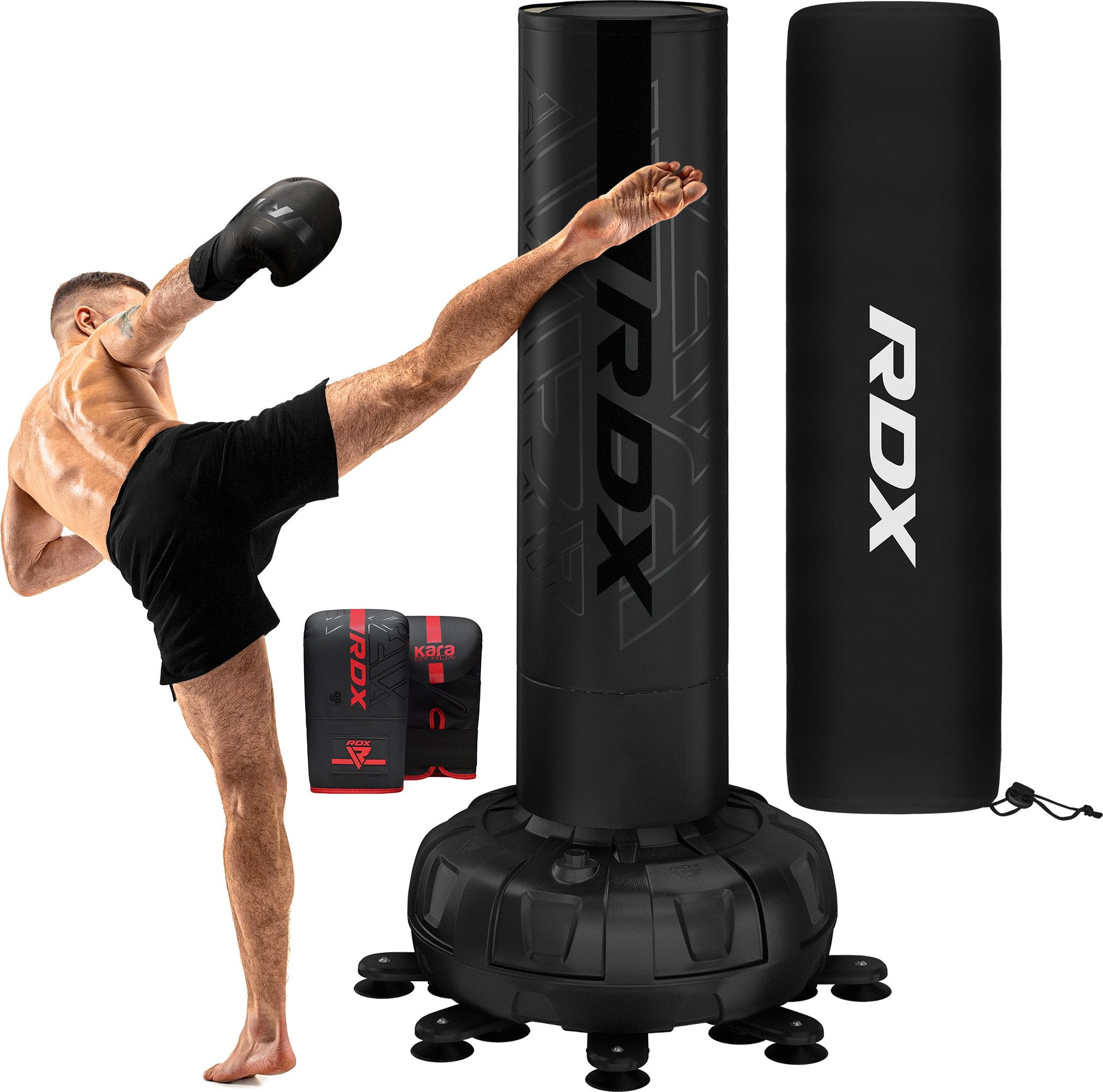 RDX Sports Boxsack RDX Freistehender Boxsack mit Handschuhen, 6ft Kickboxen, MMA Fitness