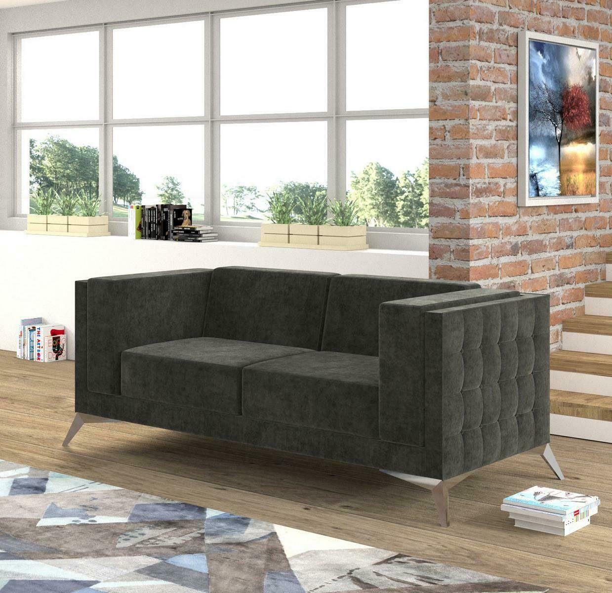 JVmoebel Sofa Schwarze Chesterfield Couch Sofa Polster 2 Sitzer Couchen Sitz Sofa, Made in Europe | Alle Sofas