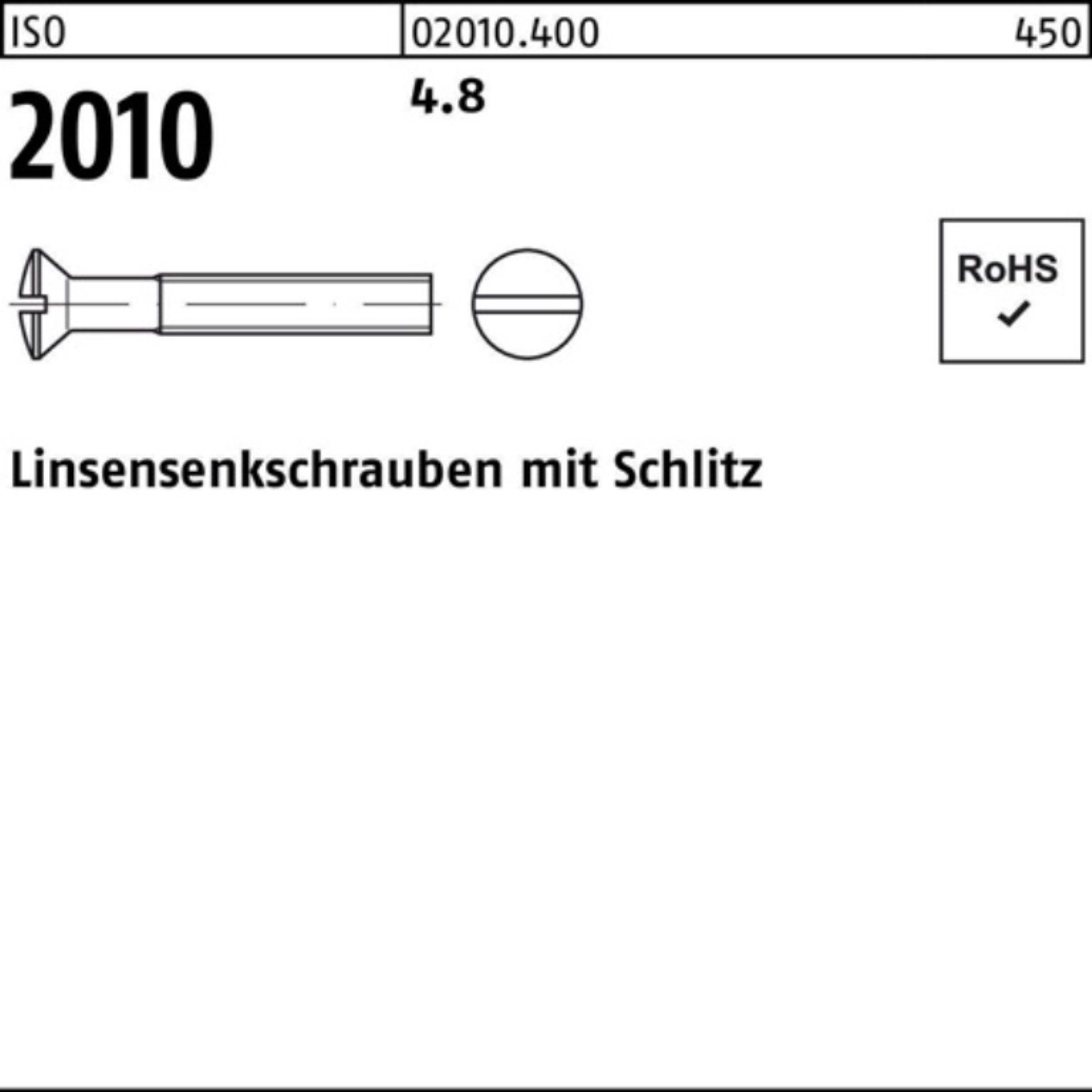 Reyher Linsenschraube 2000er Pack Linsensenkschraube ISO 2010 Schlitz M2,5x 6 4.8 2000 Stüc