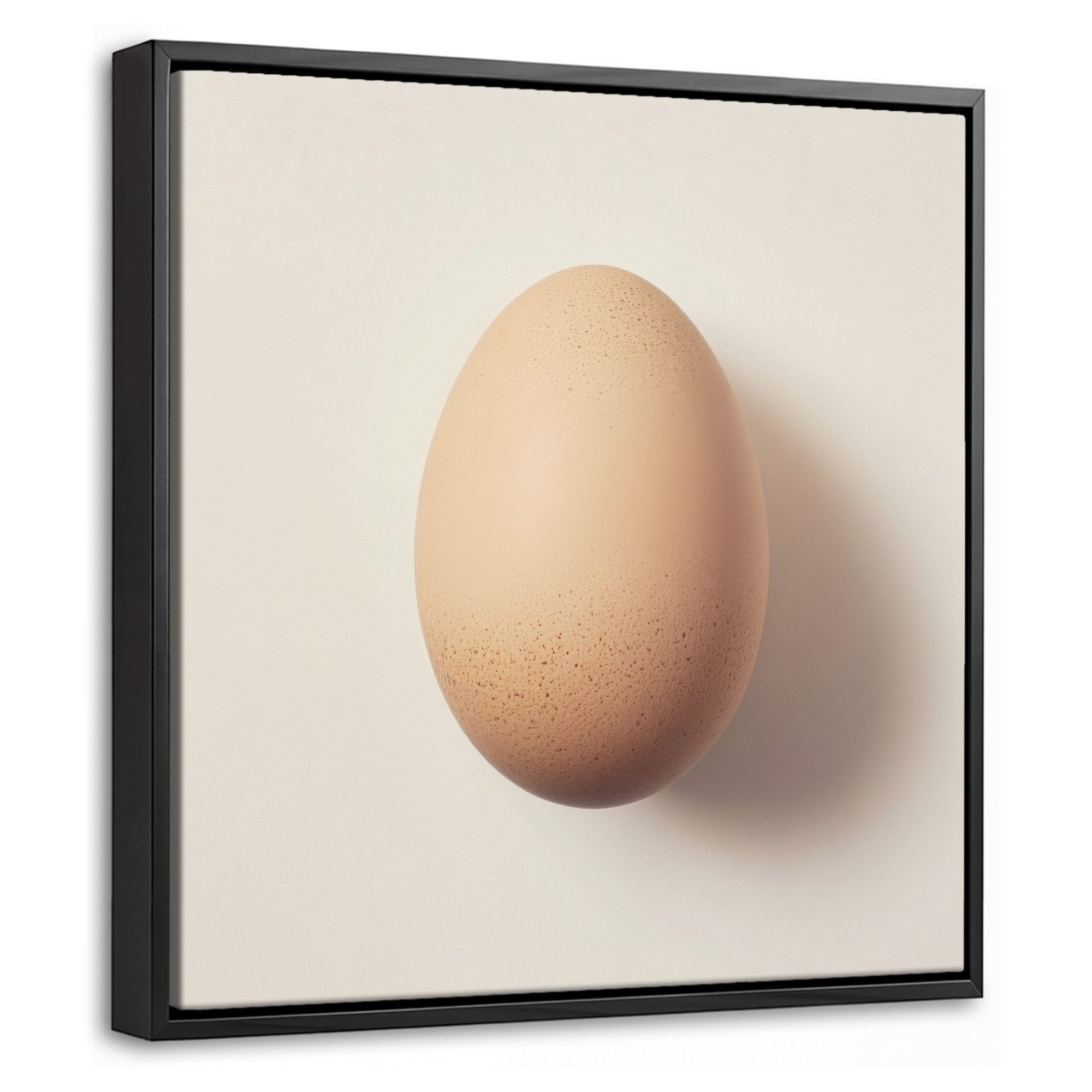 OneMillionCanvasses® Leinwandbild mit Rahmen - Ei - Beige - Oval - Oval, Fotodruck (1 St), Leinwand Bilder Klein, Wand Dekoration Aesthetic 20x20cm