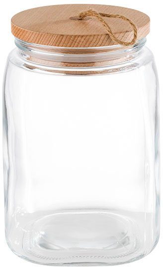 APS Vorratsglas Woody, Glas, (1-tlg), vielseitig einsetzbar für Kekse, Zucker, Mehl, Müsli usw.