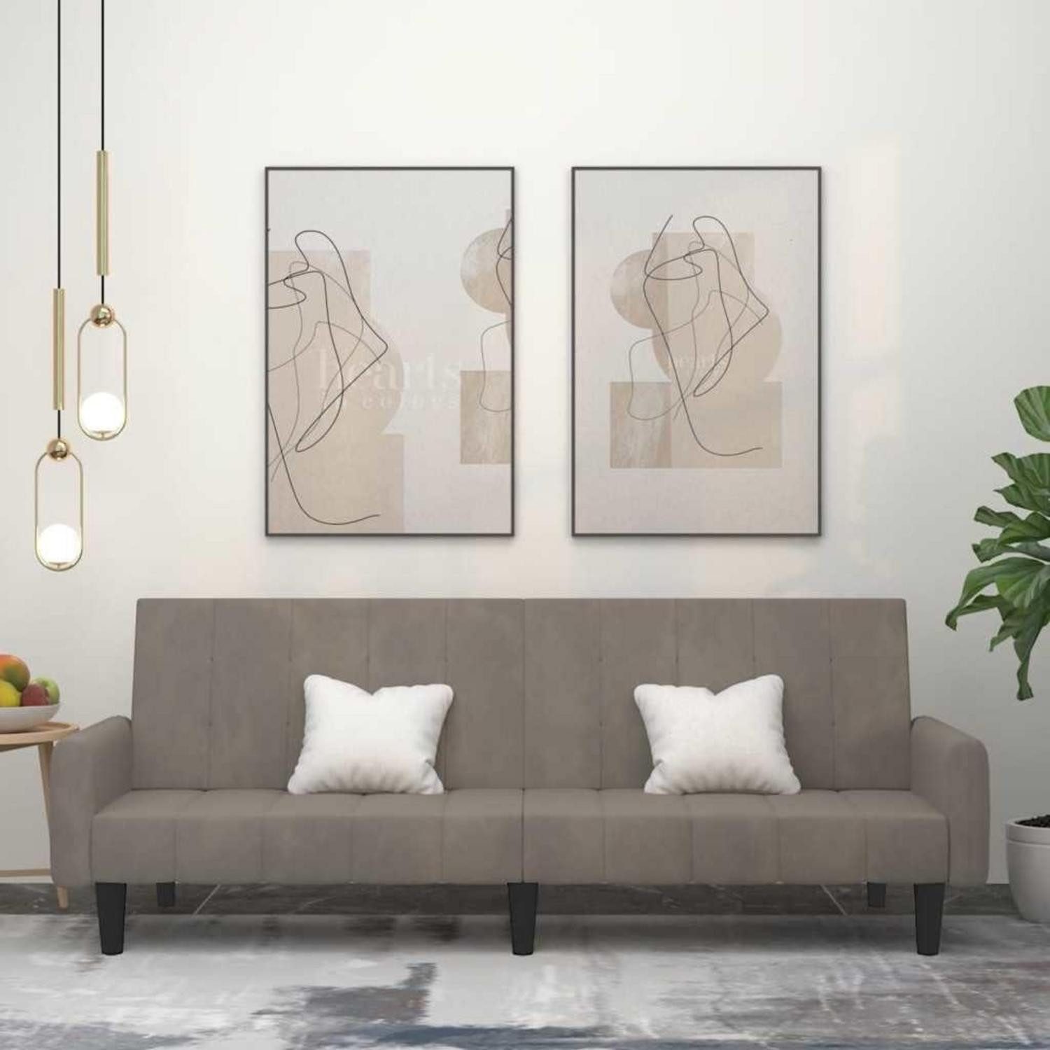 LuxusKollektion Schlafsofa Schlafsofa trennbar Samt 220 x 84,5 x 69 cm Mit Armlehnen Hellgrau