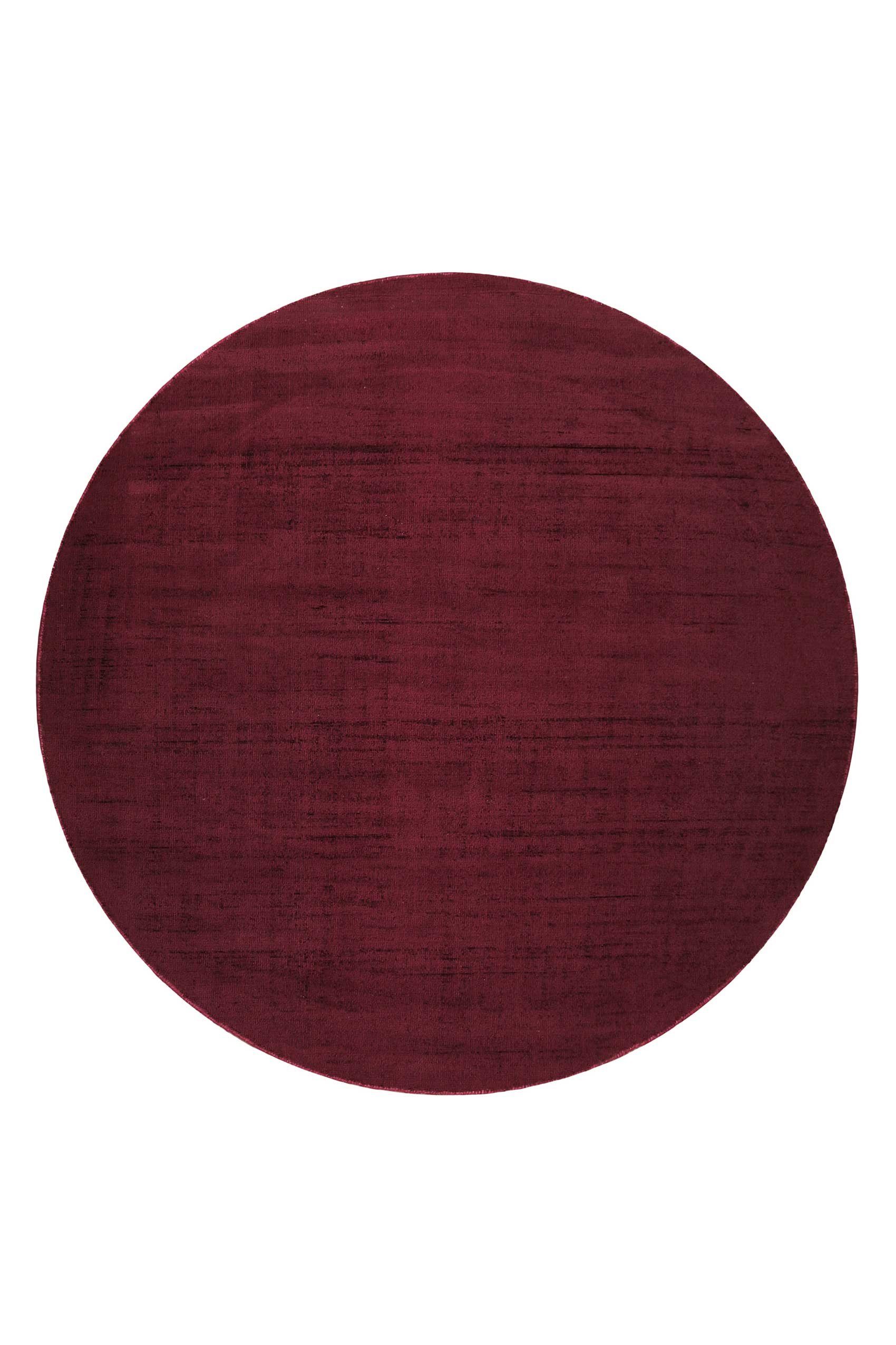 Teppich Gil, handgewebt, rund, glänzend, Esprit, Höhe: rot schimmernde 8 seidig bordeaux mm, Farbbrillianz, Melangeeffekt