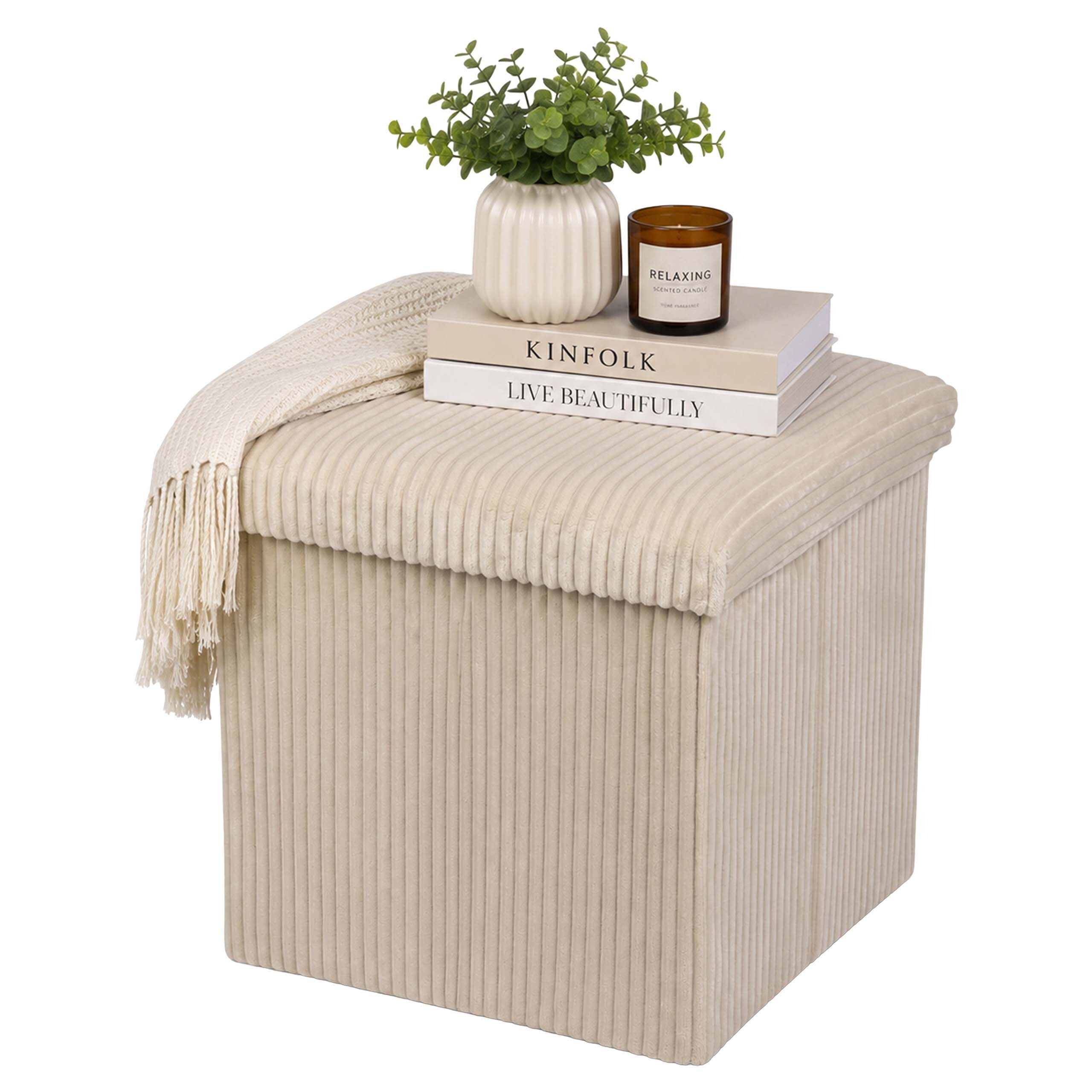 relaxdays Sitzwürfel faltbar Samt (1 St), Beige