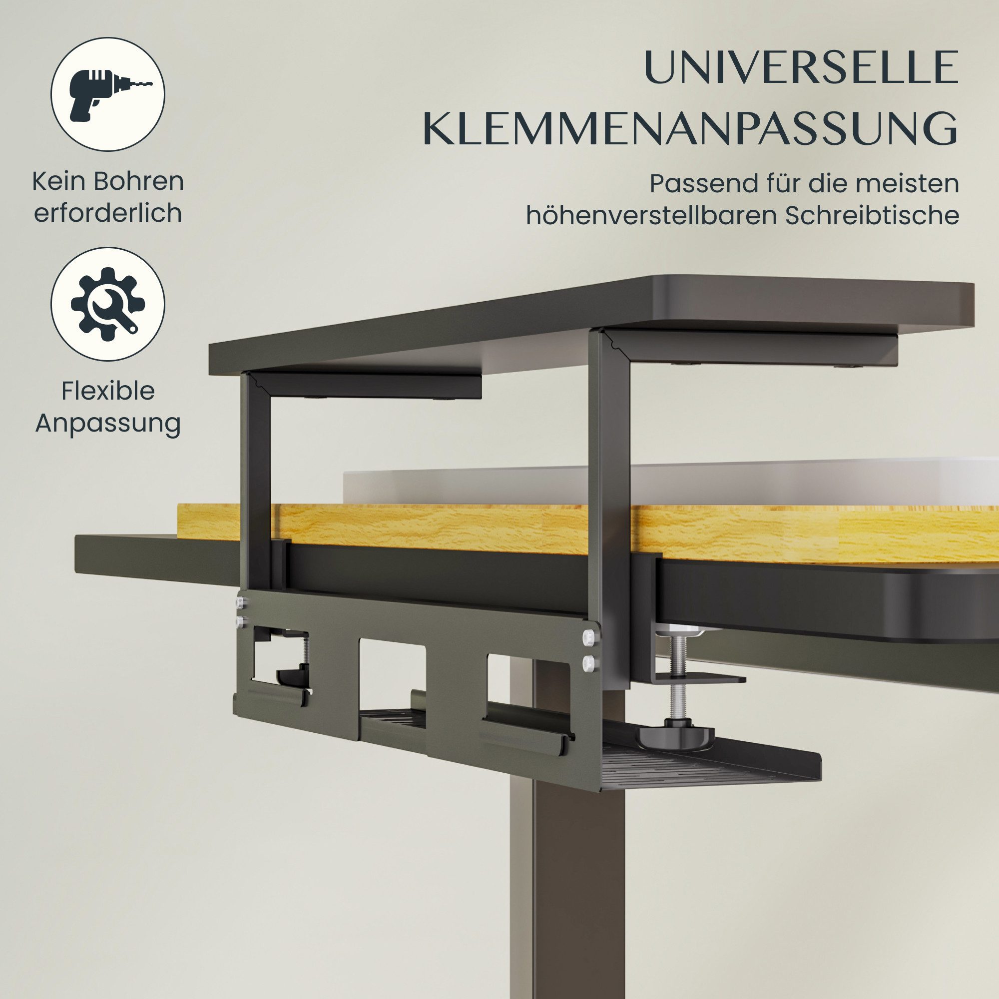 FLEXISPOT Schreibtisch Elektrischer Höhenverstellbarer Schreibtisch mit Tischaufsatz (2 Motore & 2-Fach-Teleskop & 4 Höhenspeichertasten, 140×80cm, Antikollisionssystem, 25mm Tischplatte, Max. Load: 120kg), ergonomisches Komplettset mit klemmbarer Monitorerhöhung