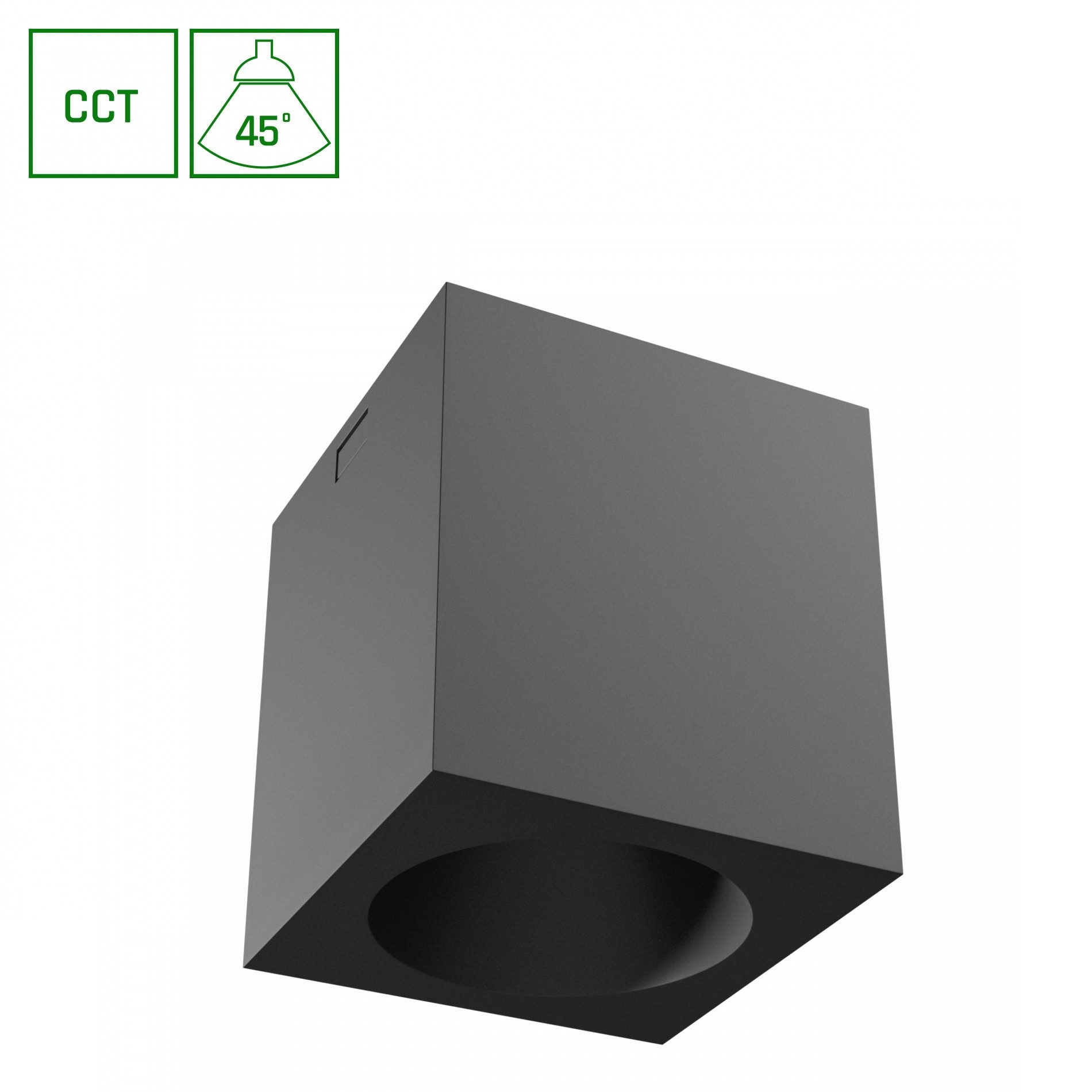 Spectrum Aufbauleuchte LED 7W Deckenleuchte 45° 560lm schwarz IP20 UGR>19 CCT 2700 – 6000K, Leuchtmittel ist enthalten, Warmweiß / Neutralweiß / Kaltweiß, IP44, UGR>19, CCT