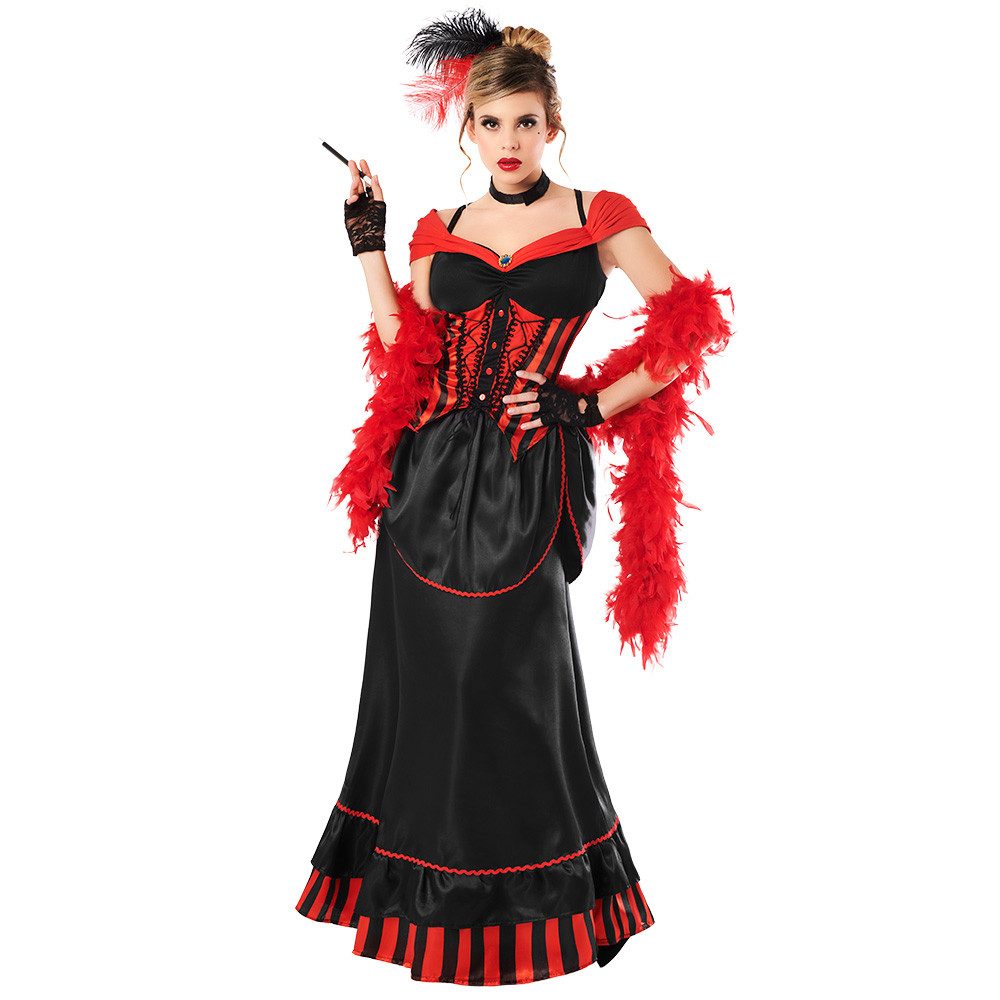Boland Cowboy-Kostüm Saloon Girl 'Jolene' Kostüm für Damen, Schwarz Ro