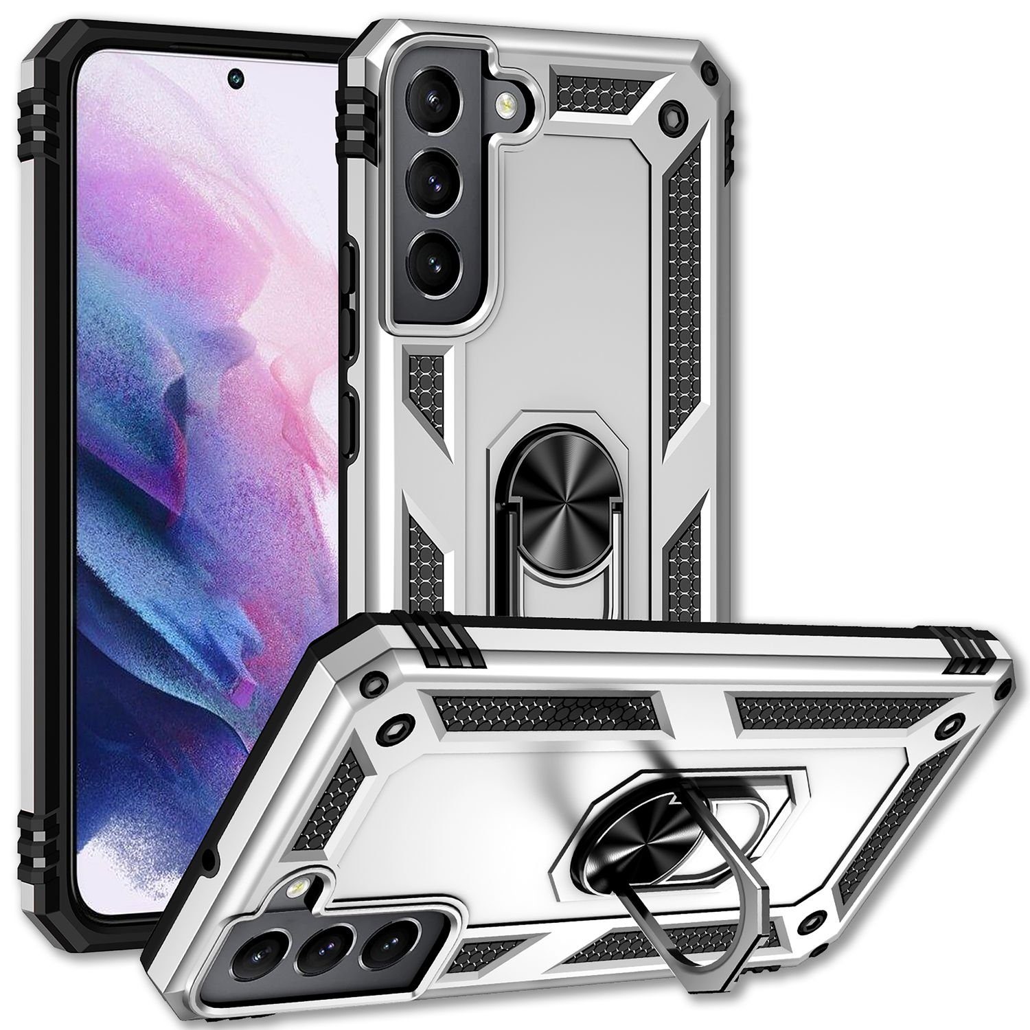 Nalia Smartphone-Hülle Samsung Galaxy S22 Plus 16,8 cm (6,6 Zoll), Stoßfeste Military-Style Ring Hülle / Extrem Schützend / Outdoor Case
