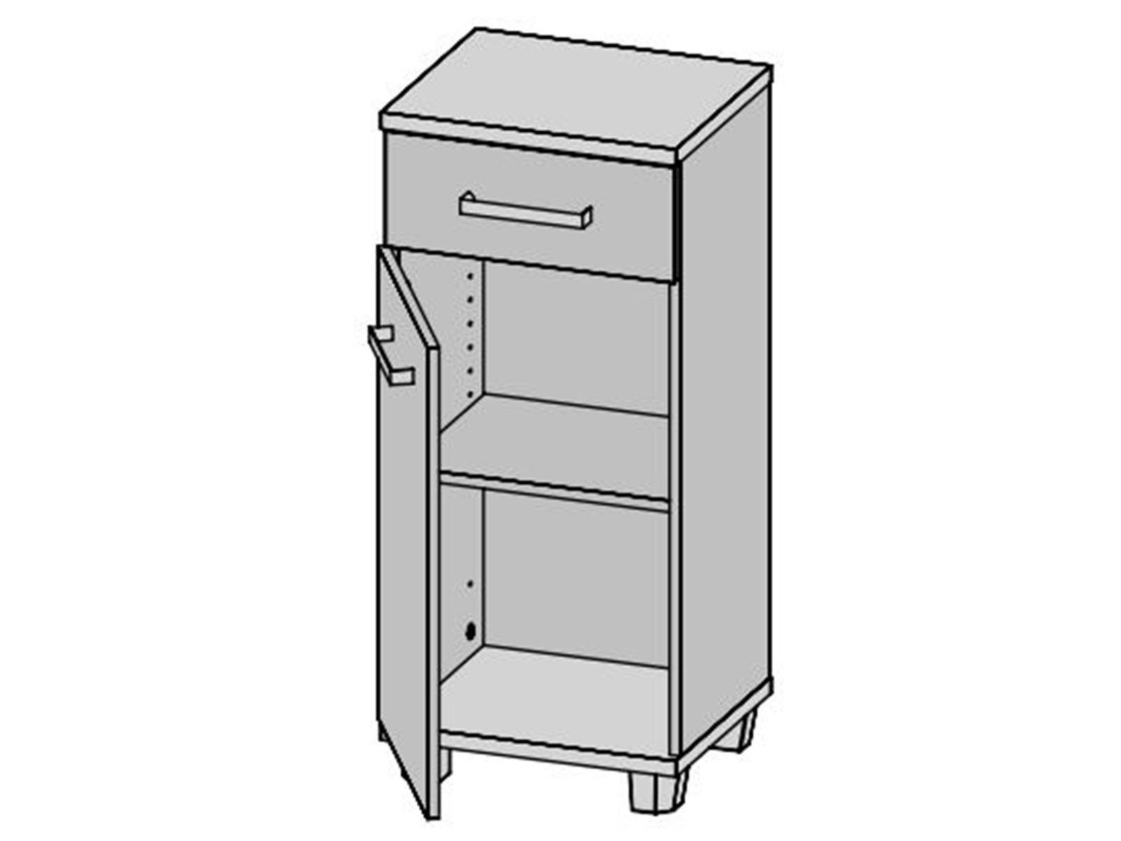 und Front 40,2 Korpus 34,8 Unterschrank Aggi Höhe möbelando in mit Tiefe 1 1 cm, Weiß-Hochglanz Holztür, Schubkasten Unterschrank cm Nachbildung aus und 1 Breite 90,8 Einlegeboden. Moderner in Sonoma-Eiche Spanplatte, cm,