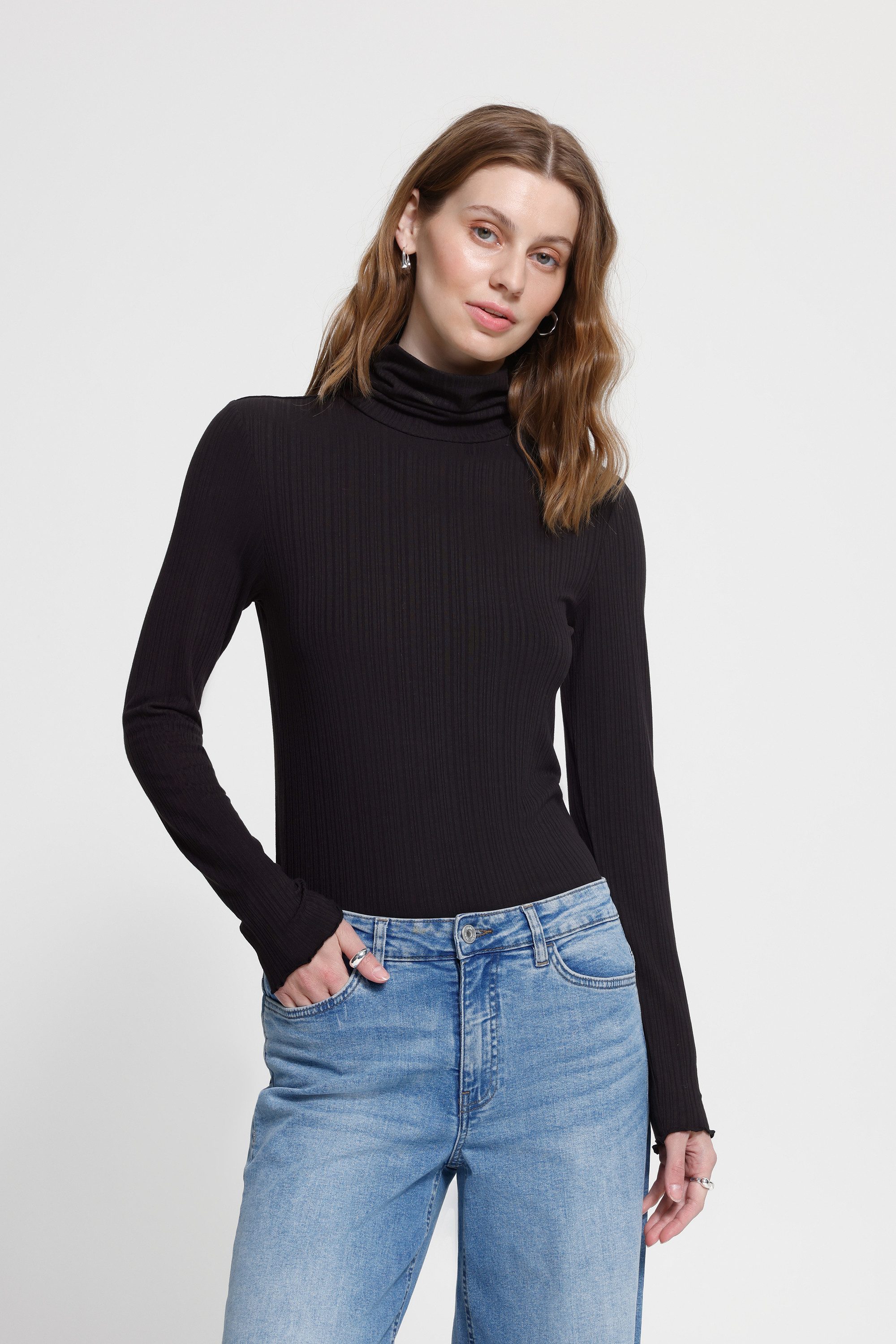 ICHI Rollkragenpullover Jersey-Rollkragen langarm IHCELLA