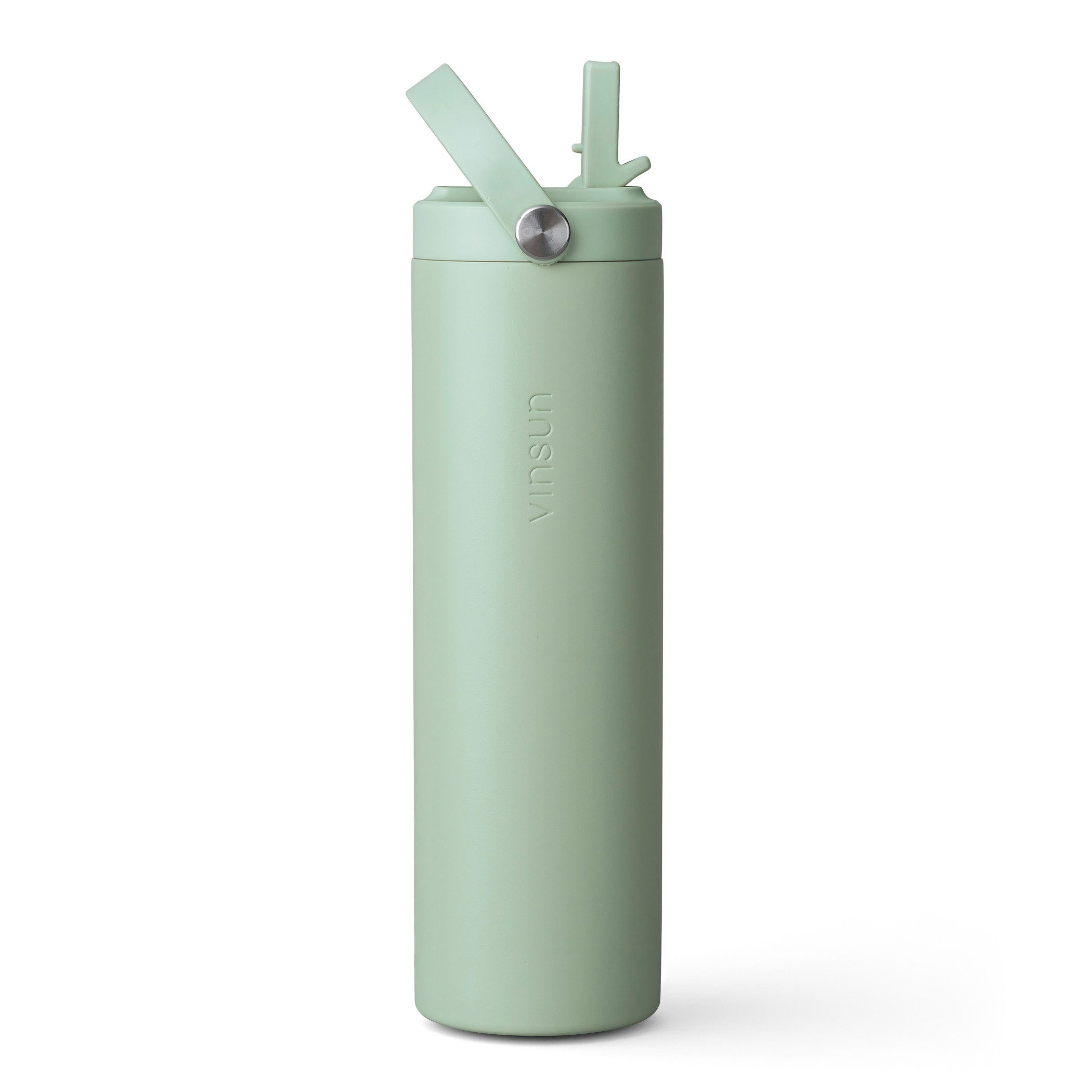 Vinsun Isolierflasche Thermoflasche 750ml mit Strohhalm - Sport Trinkflasche mit Tragegriff, Auslaufsicher, doppelwandig isoliert, geruchs- und geschmacksneutral