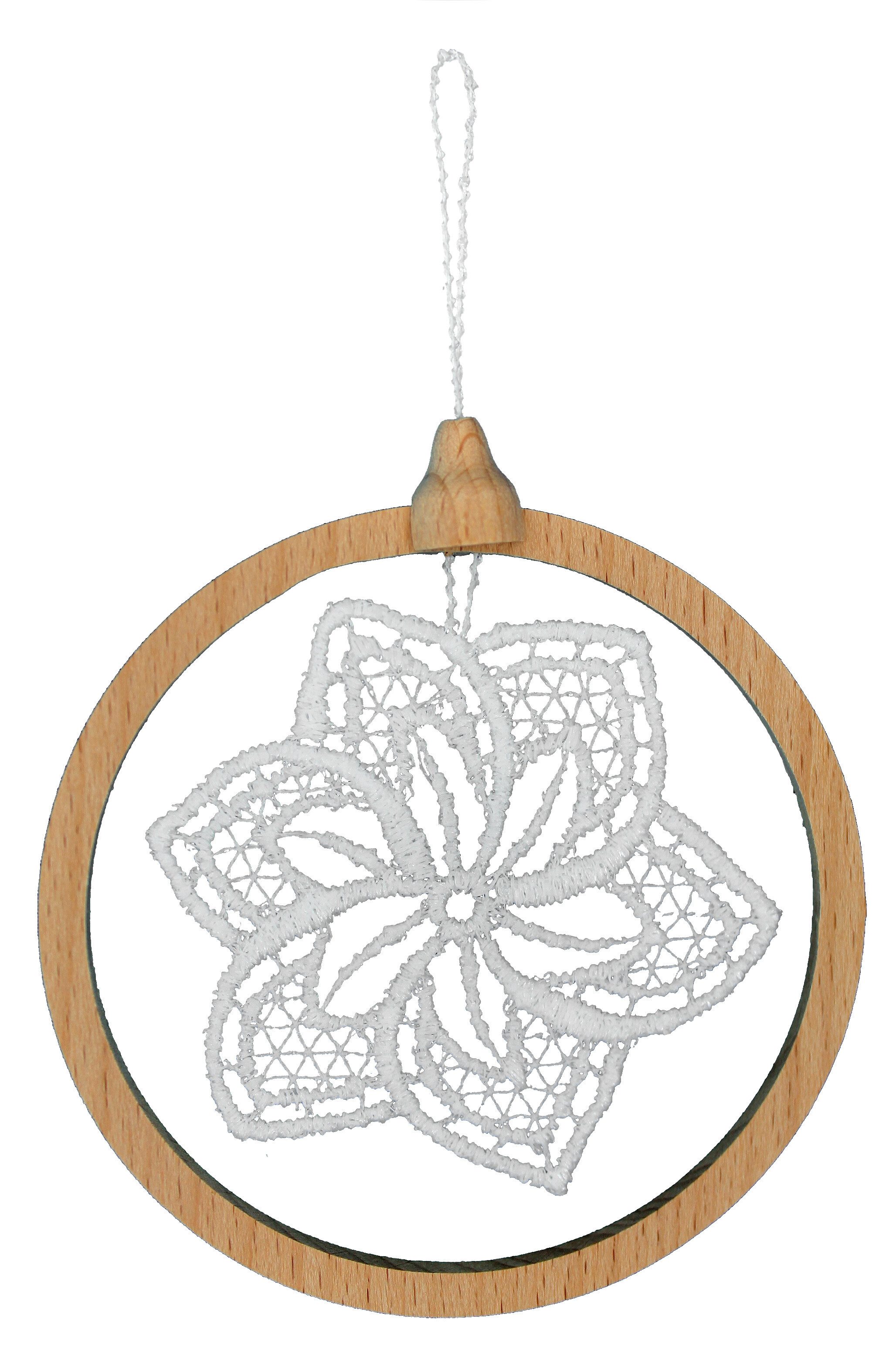 Baumbehang Blüten mit Strass im Buchenholzring, Hibiskus oder Buschwindröschen (1 St)