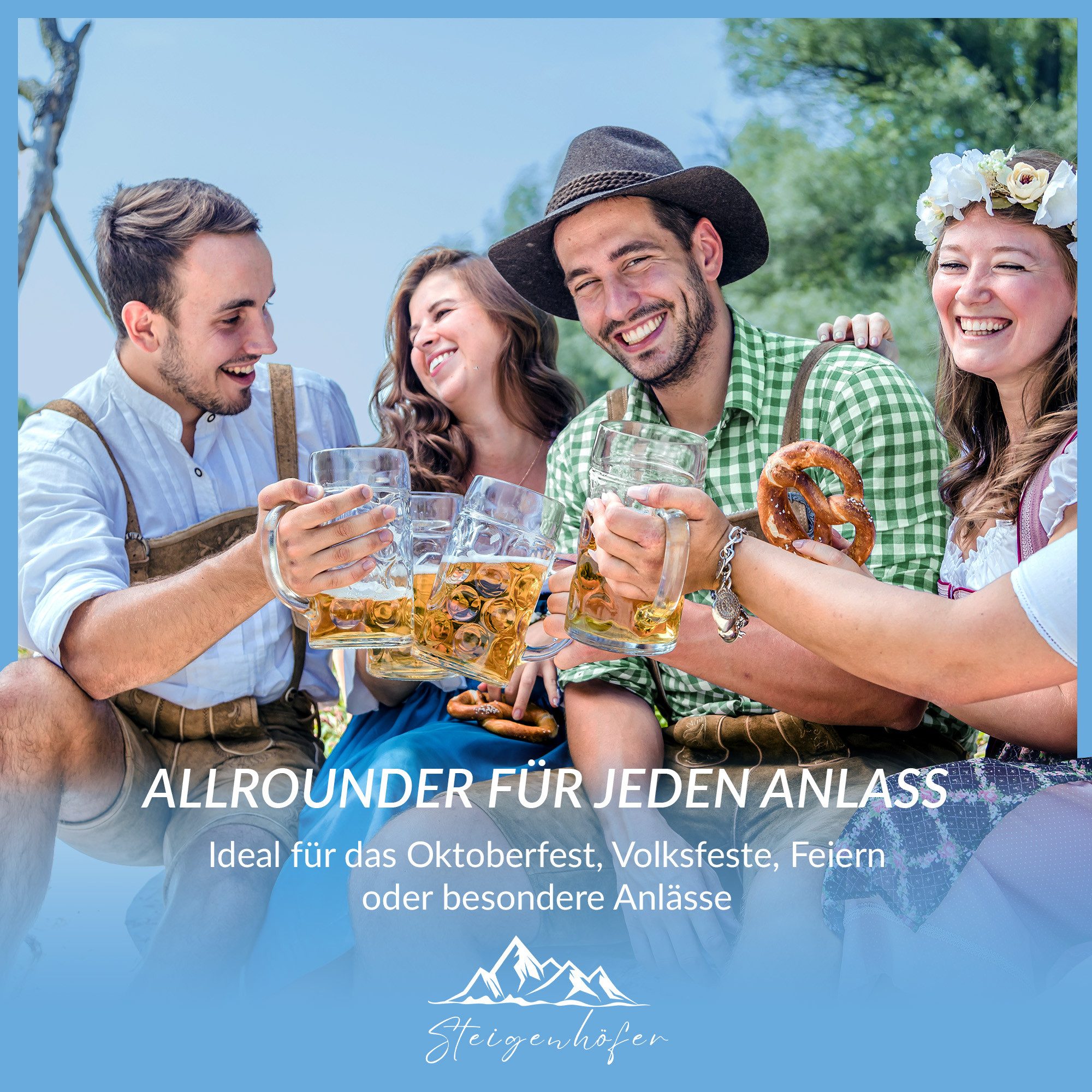 Steigenhöfer Manufaktur Trachtenhemd Herren Langarm - Basti - Traditionelles Herren Hemd - Hornoptik-Knöpfe Traditioneller Kentkragen und angenehmer Tragekomfort - Oktoberfest