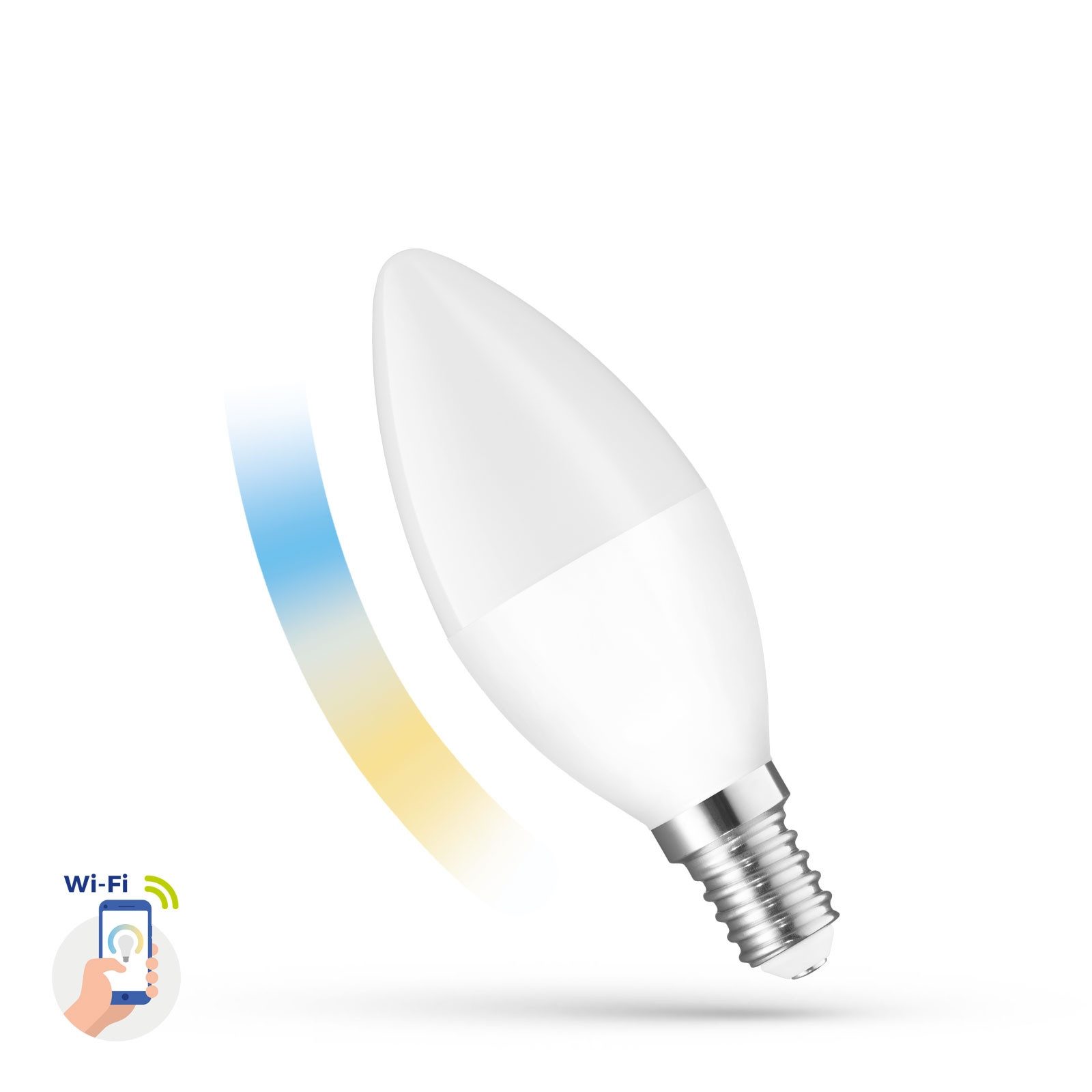 Spectrum LED-Leuchtmittel LED E14 B38 Smart 5W = 35W 410lm Alexa Google Tuya 2700K-6500K DIMM, E4, Farbwechsler, CCT-Farbtemperatursteuerung - warmweiß bis tageslichtweiß, WiFi