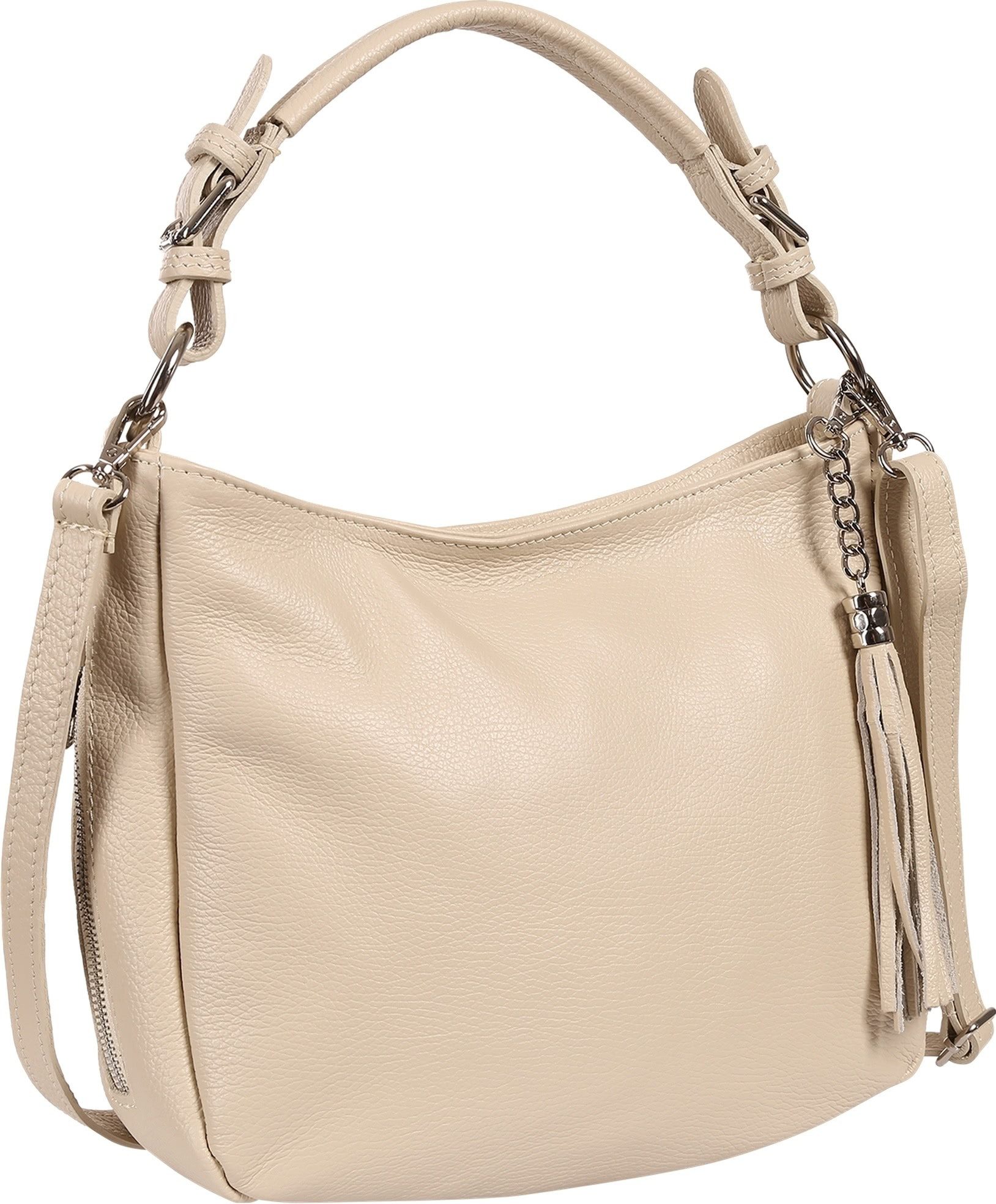 Toscanto Schultertasche Toscanto Damen Schultertasche Shopper (Schultertasche), Damen Leder Schultertasche, Shopper, beige ca. 30cm