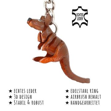 Monkimau Schlüsselanhänger Känguru Schlüsselanhänger Leder Tier Figur (Packung)