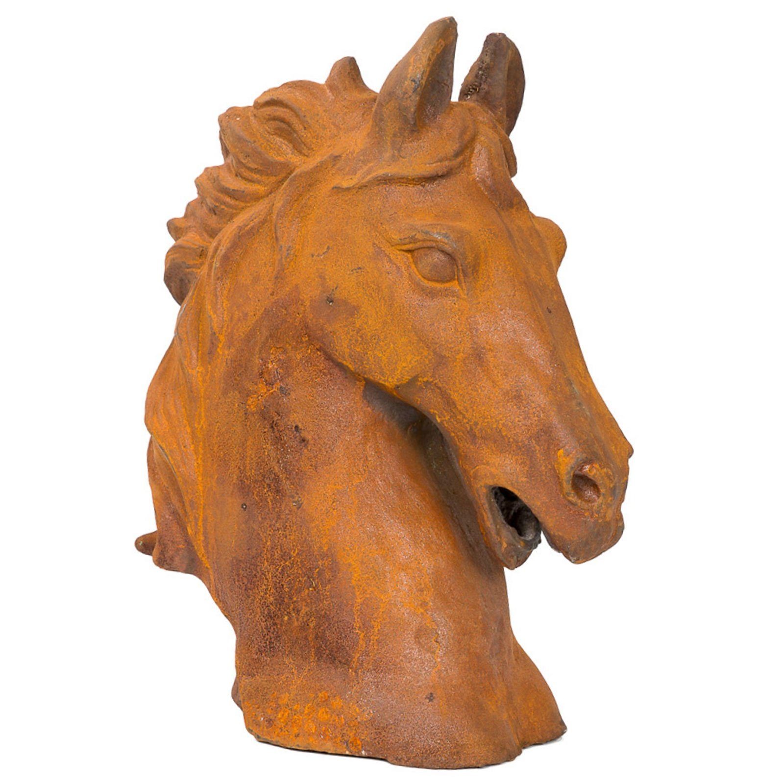 Aubaho Gartenfigur Pferdekopf Skulptur Figur 20 kg Pferd Eisen Höhe sculpture iron Horse