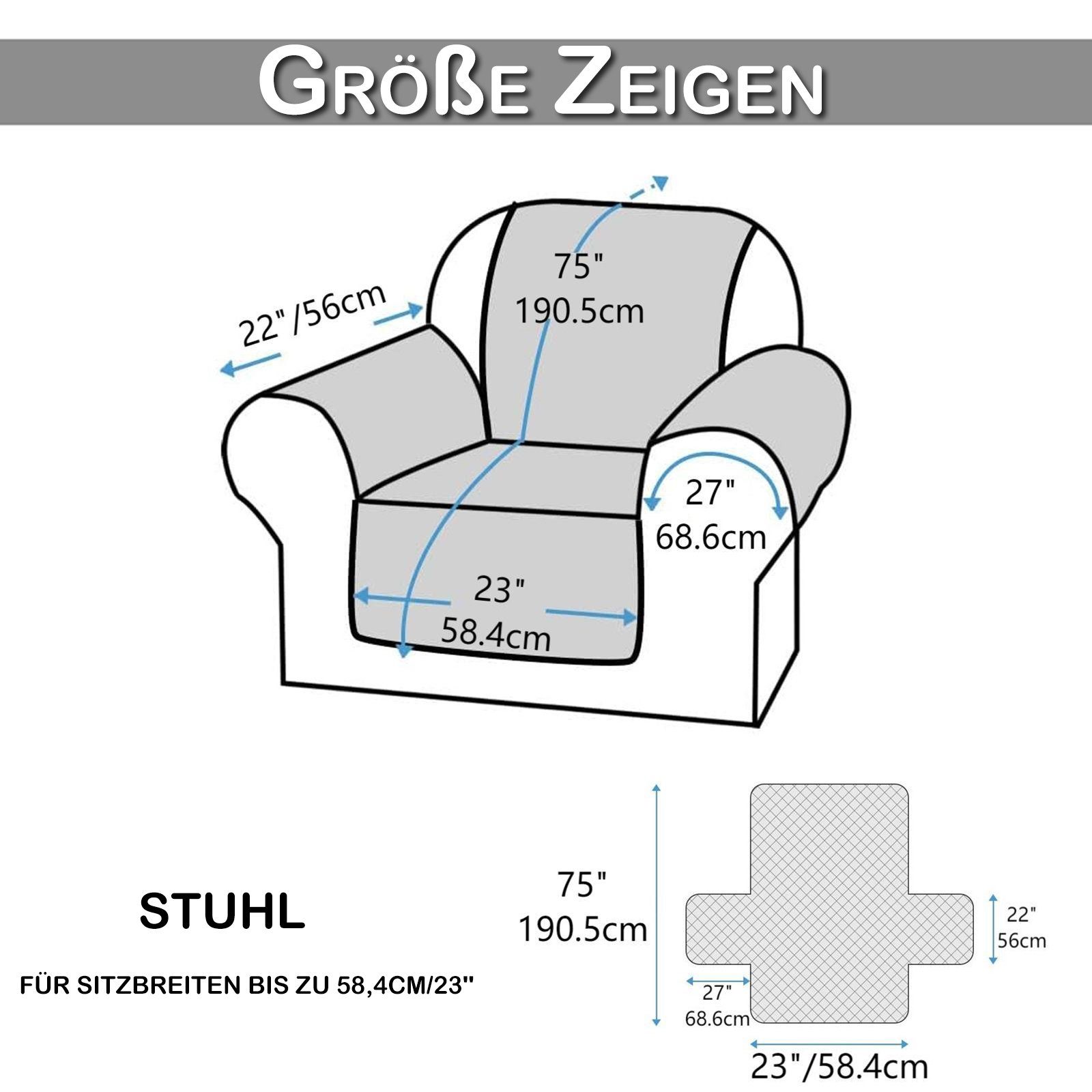 Sofahusse Farben,3 Taschen, Sitzer Sofaschoner Größen, 1/2/3 4 Rutschfeste,Wasserdicht Sesselschoner mit Riemen-Befestigung Sesselschoner BTTO, Braun