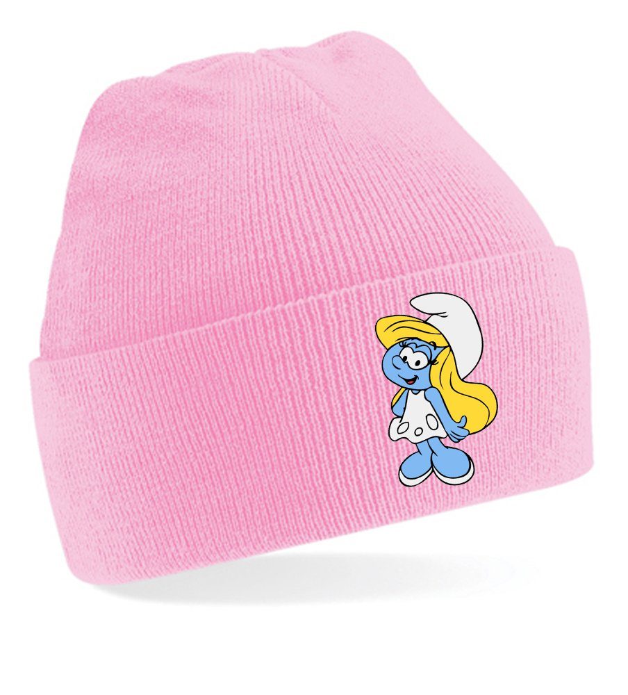 Blondie & Brownie Beanie Unisex Erwachsenen Mütze Schlumpfine Schlümpfe Smerf Rosa