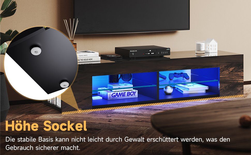 SONNI Lowboard TV Schrank schwarz/weiß, Lange günstig online kaufen