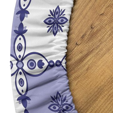 Abakuhaus Tischdecke Rundum-elastische Stofftischdecke, Indigo Blau Azulejo-Lotus-Details