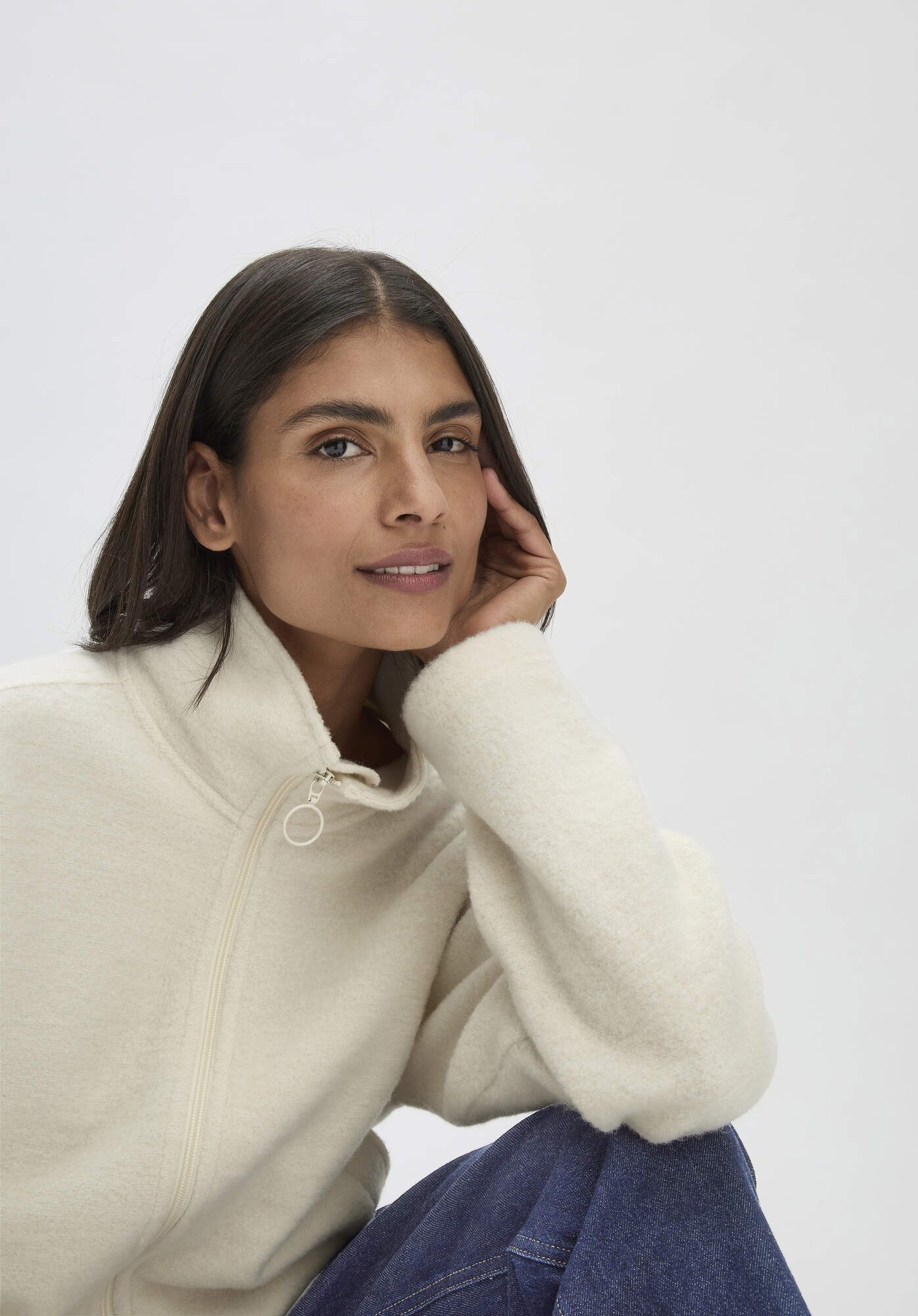 Hessnatur Fleecejacke aus softer Bio-Baumwolle und Bio- Merinowolle (1-St)