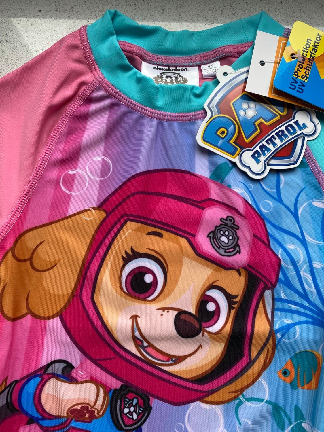 PAW PATROL Bade-Shirt PAW PATROL MÄDCHEN BADESHIRT SCHWIMMSHIRT Oberteil T-Shirt zum Baden UV Schutzfaktor 50 Baby Kleinkind Gr.92