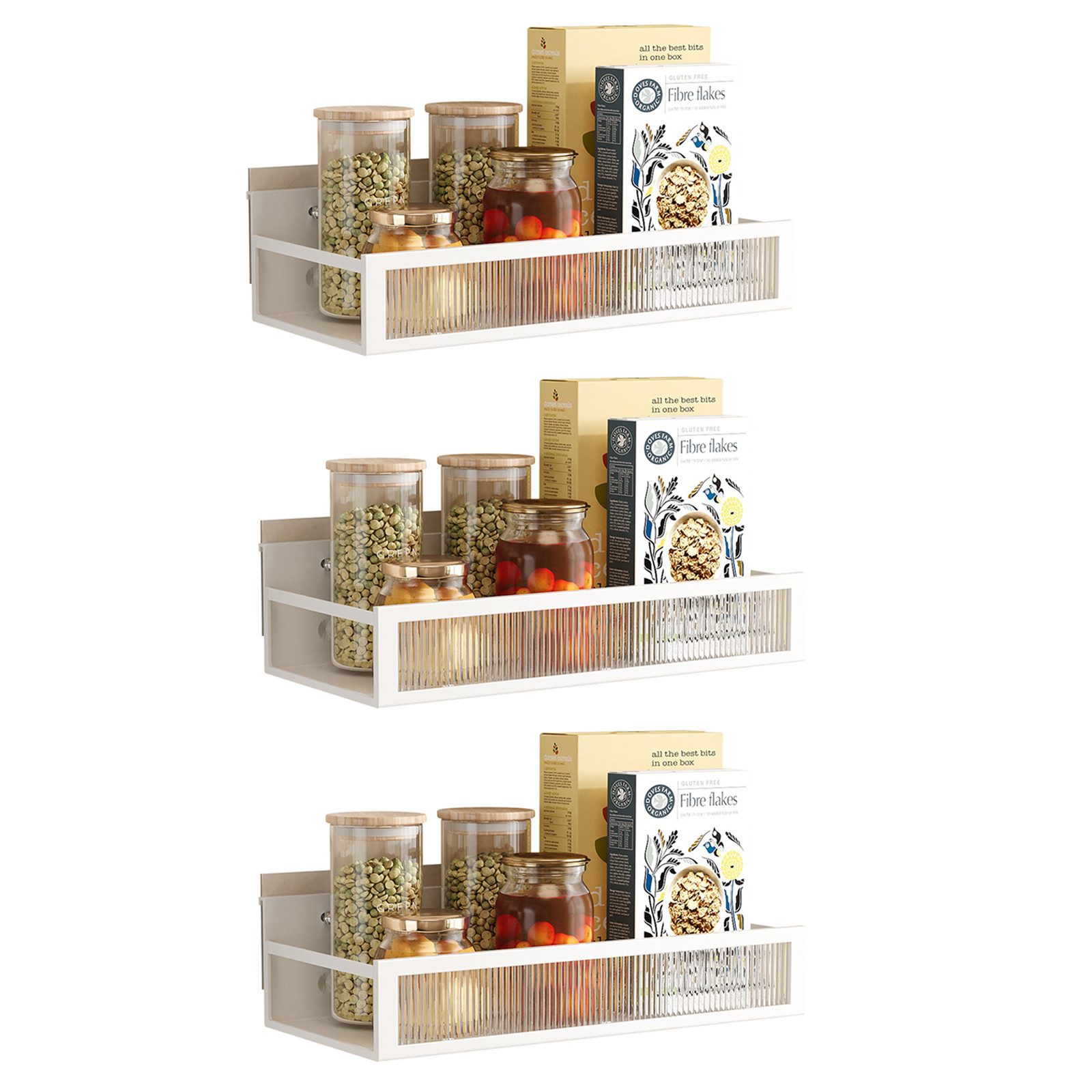GarveeMore Küchenorganizer-Set 3‑er Set 30cm Metall‑Gewürzregale für Kühlschrank, Organizer