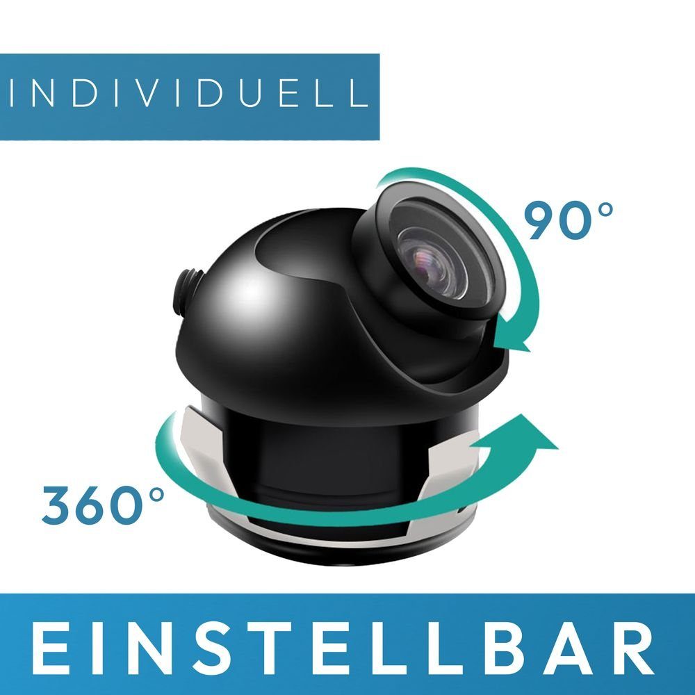 VSG24 Rückfahrkamera PILOT HD Kompakt-Kamera für PKW mit 150° Blickwinkel Rückfahrkamera (360° Grad flexibel positionierbar, Parklinien, 720P HD Auflösung)