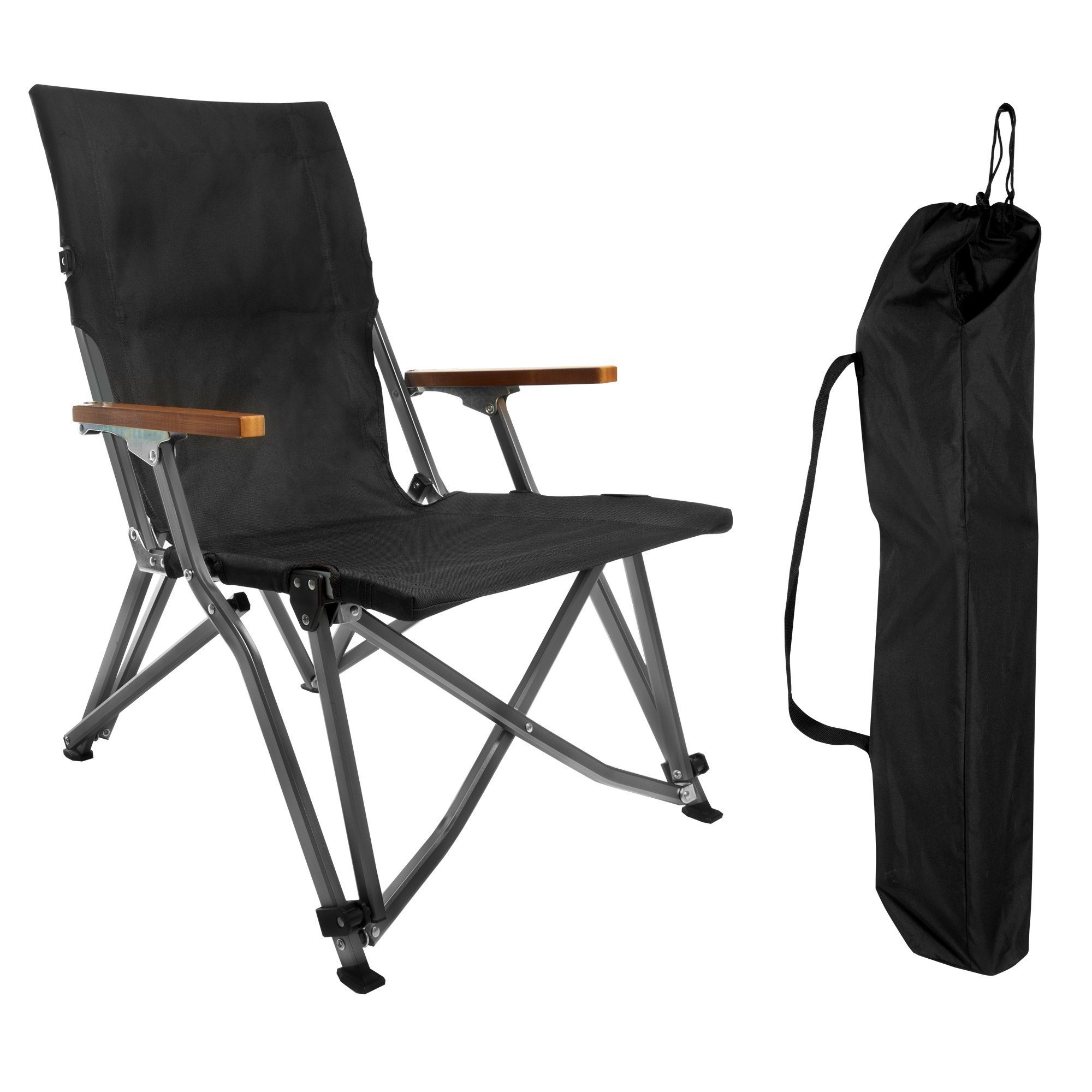 Campingstuhl osoltus Faltsessel Lounge Low Campingstuhl Bergen Alu eloxiert schwarz