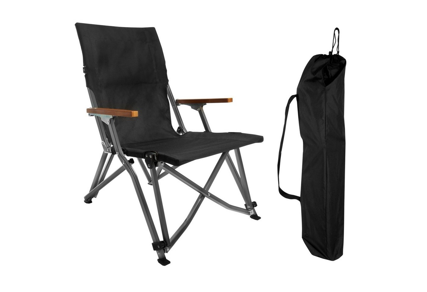 osoltus Campingstuhl Aluminium Faltsessel Faltstuhl Low Campingstuhl eloxiert Schwarz