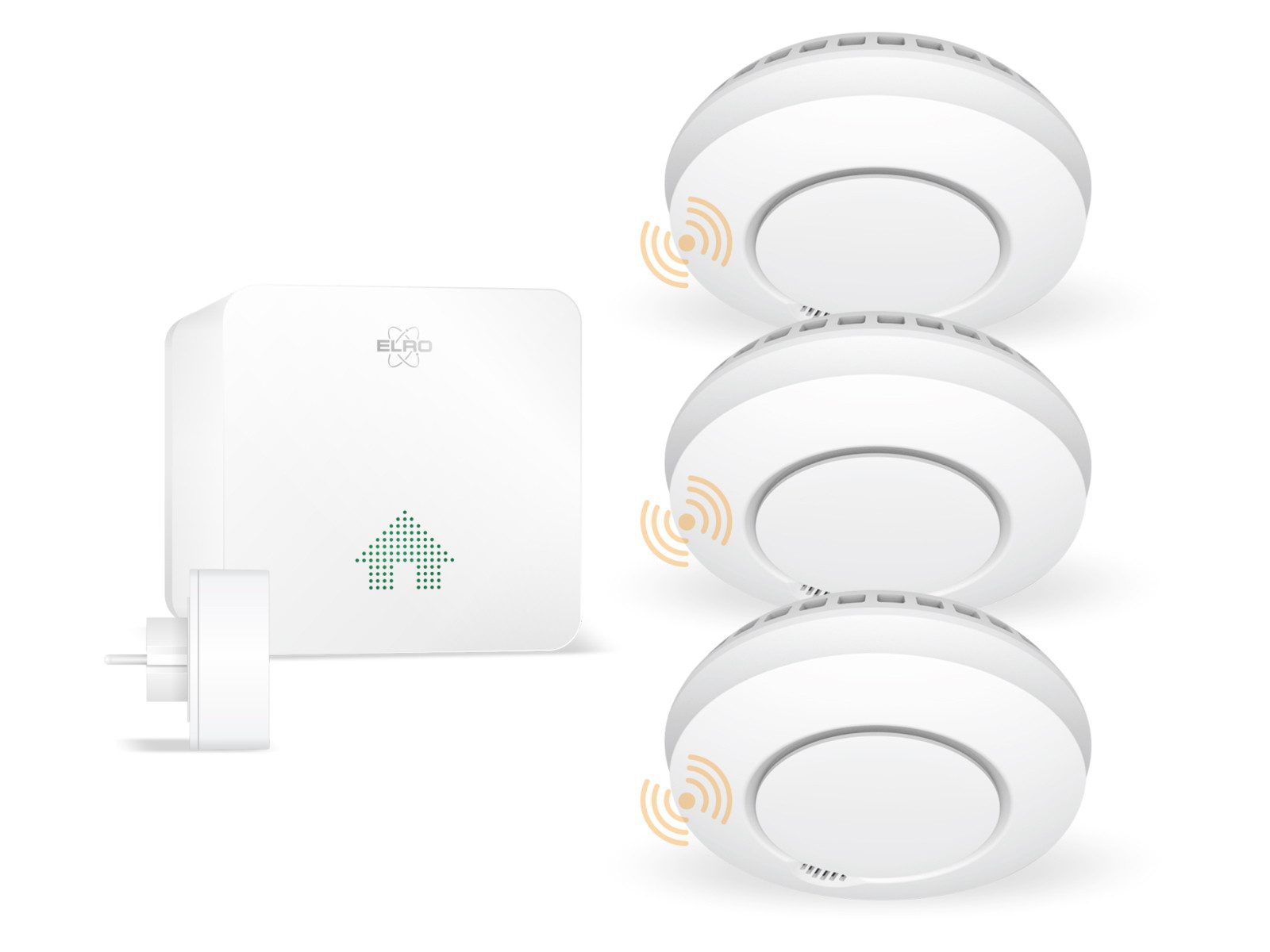 Elro Rauchmelder (3er Set Optischer Funk-Rauchmelder vernetzt wechselbare Batterie Ø12cm)
